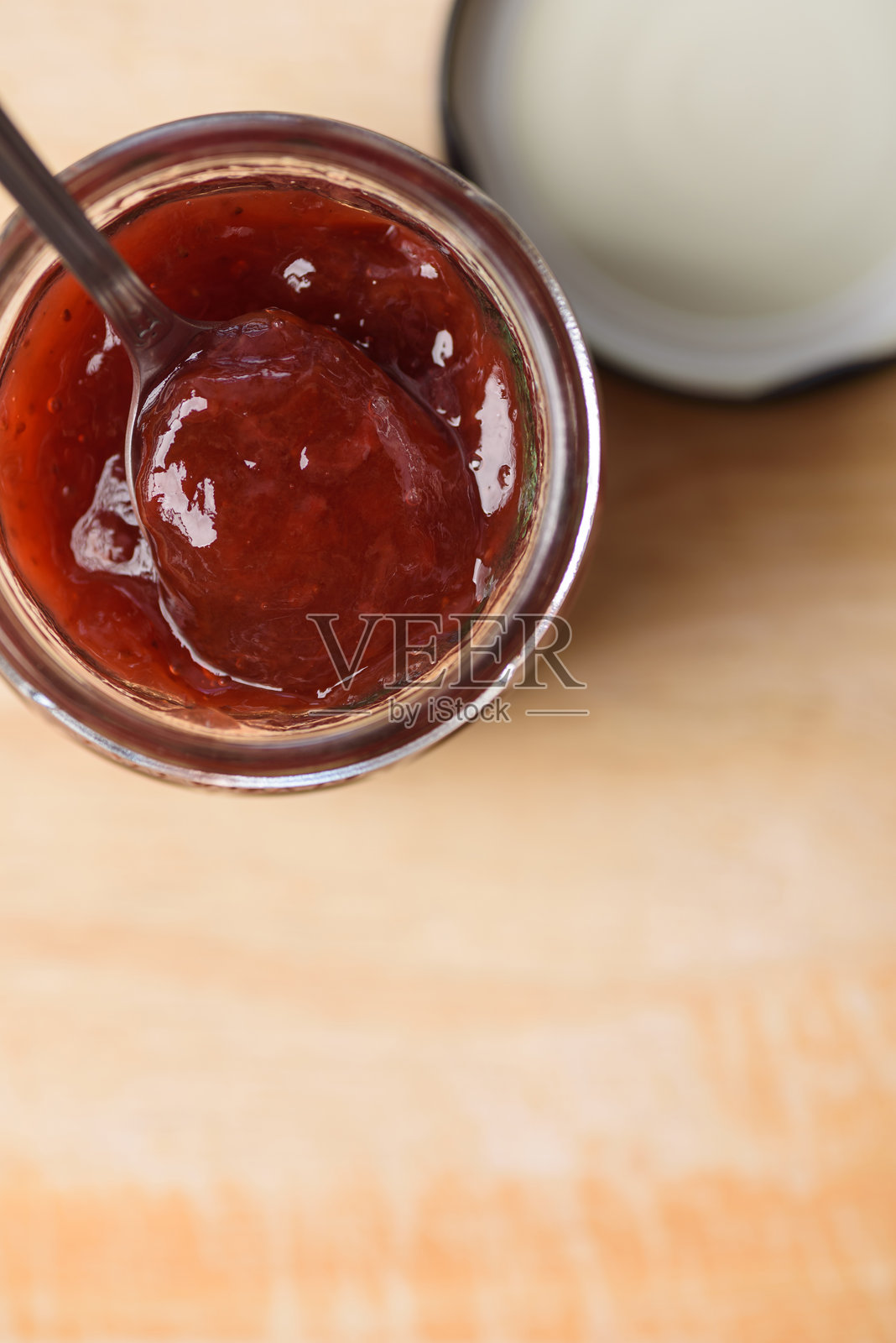 经典早餐的草莓酱照片摄影图片