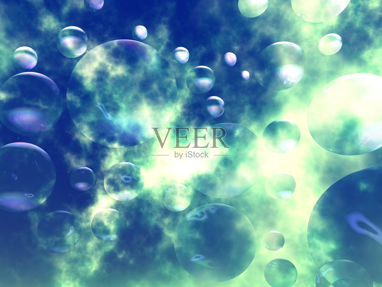 云和泡泡的奇幻风景照片摄影图片