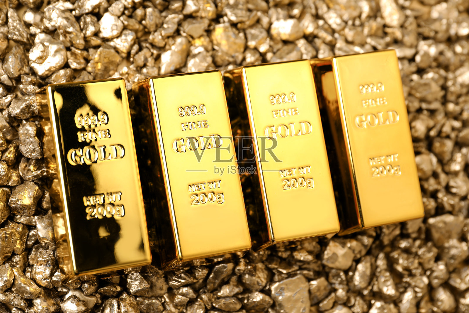 金块和金条作为背景，俯视视角照片摄影图片