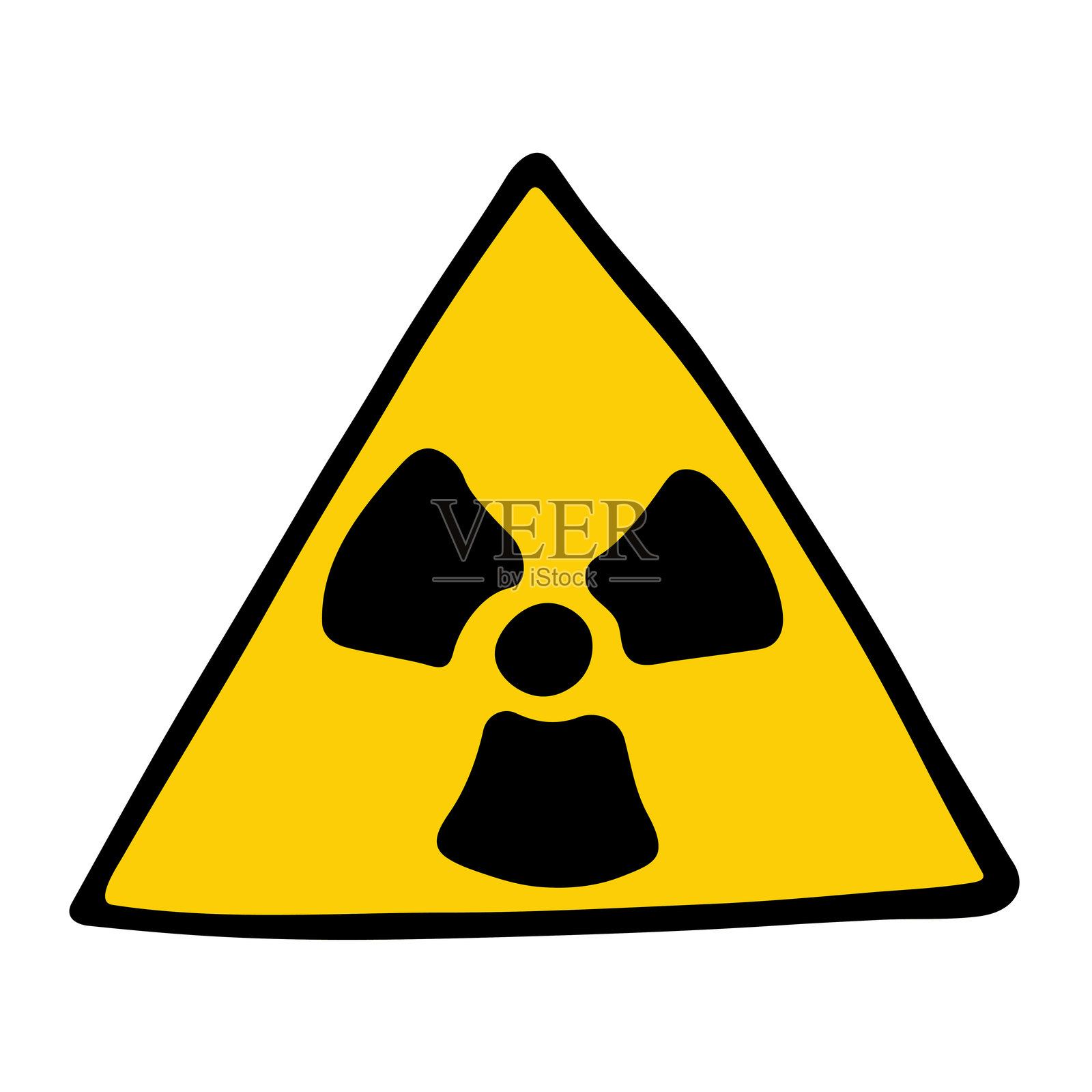 手绘辐射标志 核辐射危险标志 放射性危险警告插画图片素材
