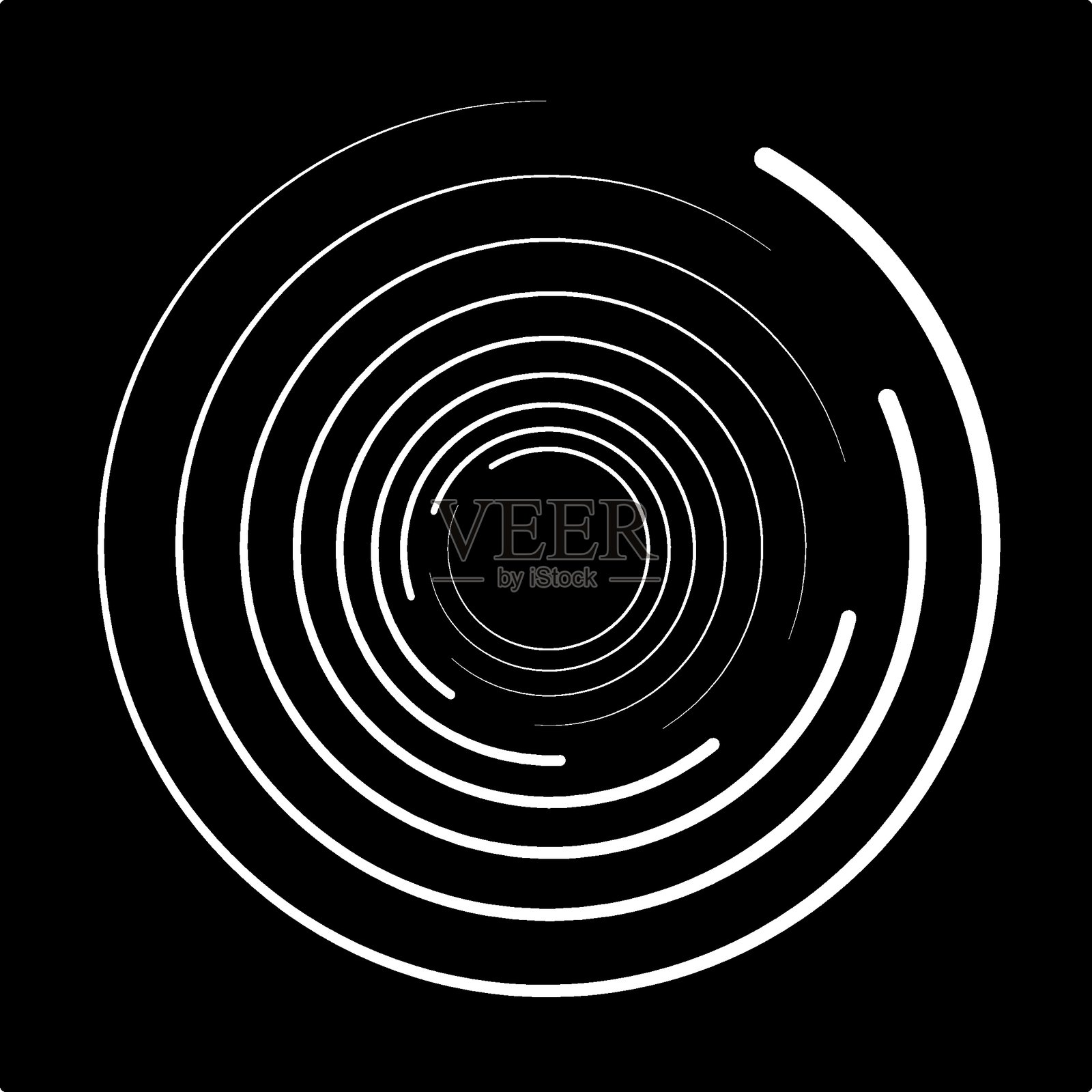 一组黑色粗半调圆点速度线。圆形速度线。几何艺术。用于框架、徽标、纹身、网页、印刷品、海报、模板、抽象矢量背景的设计元素。插画图片素材