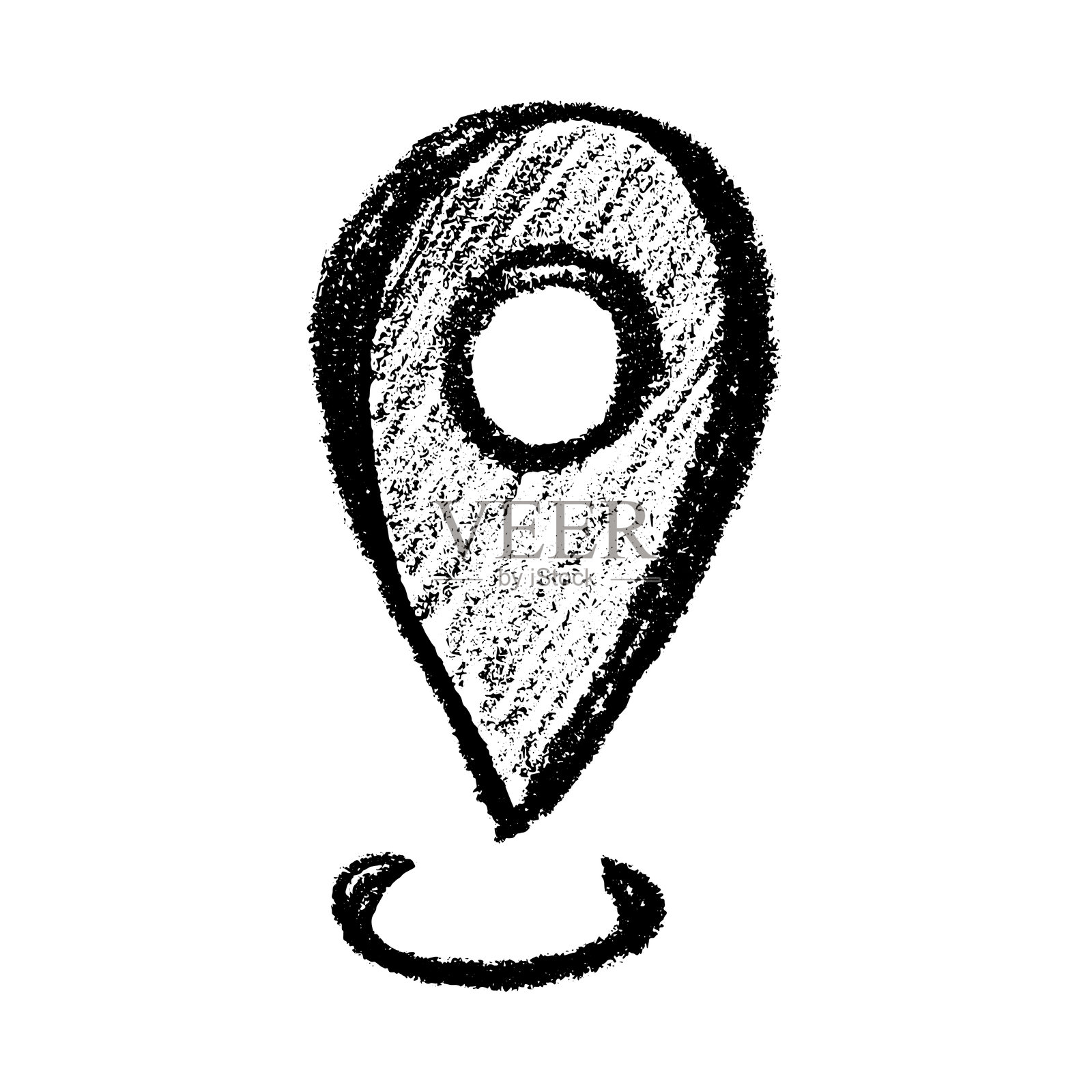 手绘地图图钉 地图标记指针 标志 GPS 和地图工具插画图片素材