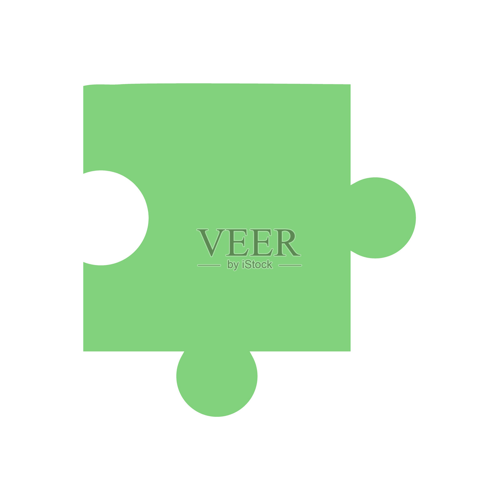 绿色拼图碎片剪影插画图片素材