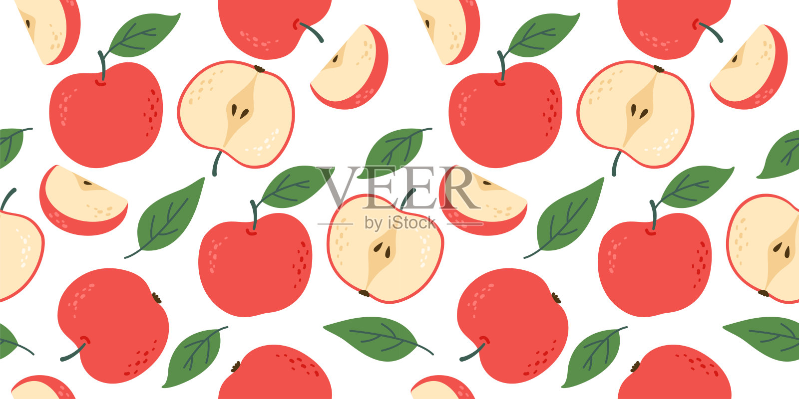 红苹果无缝图案插画图片素材