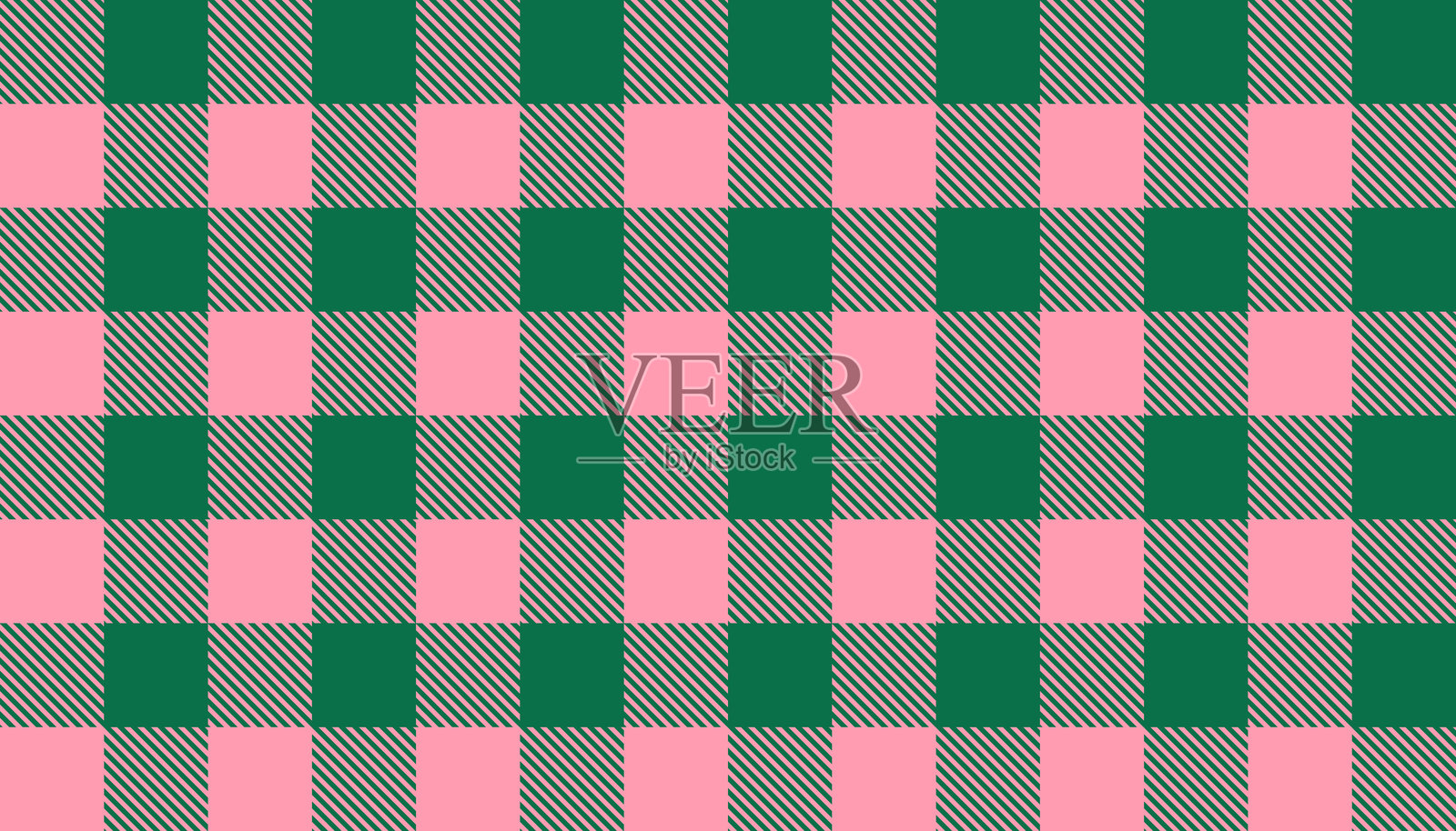 可爱的绿粉色棋盘格无缝矢量图案，适用于背景和织物设计插画图片素材