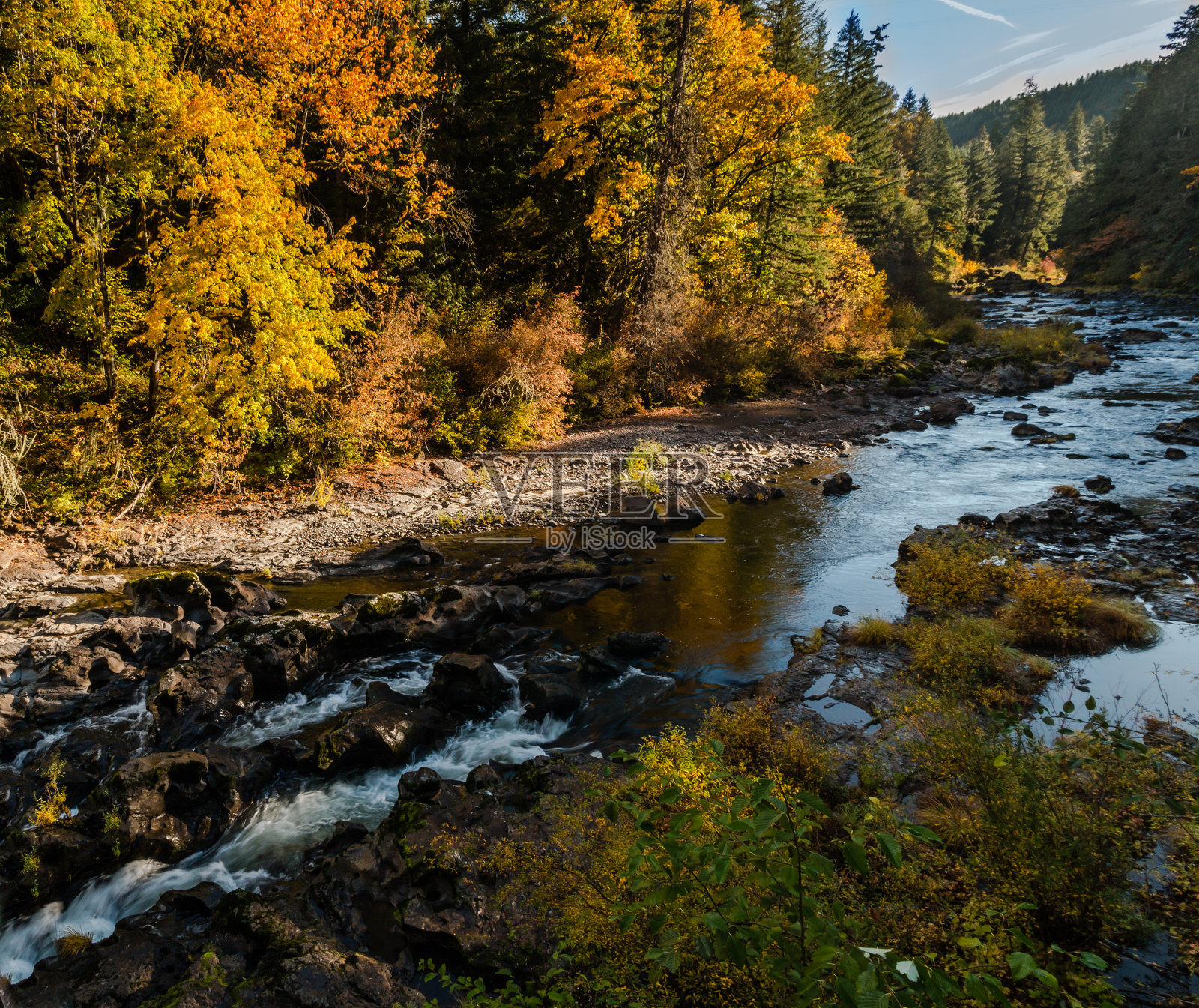 秋日河畔美景照片摄影图片