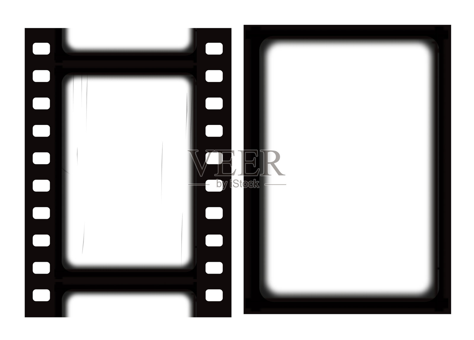 复古电影边框，胶片感，老旧视频，电影感，透明复古插画图片素材