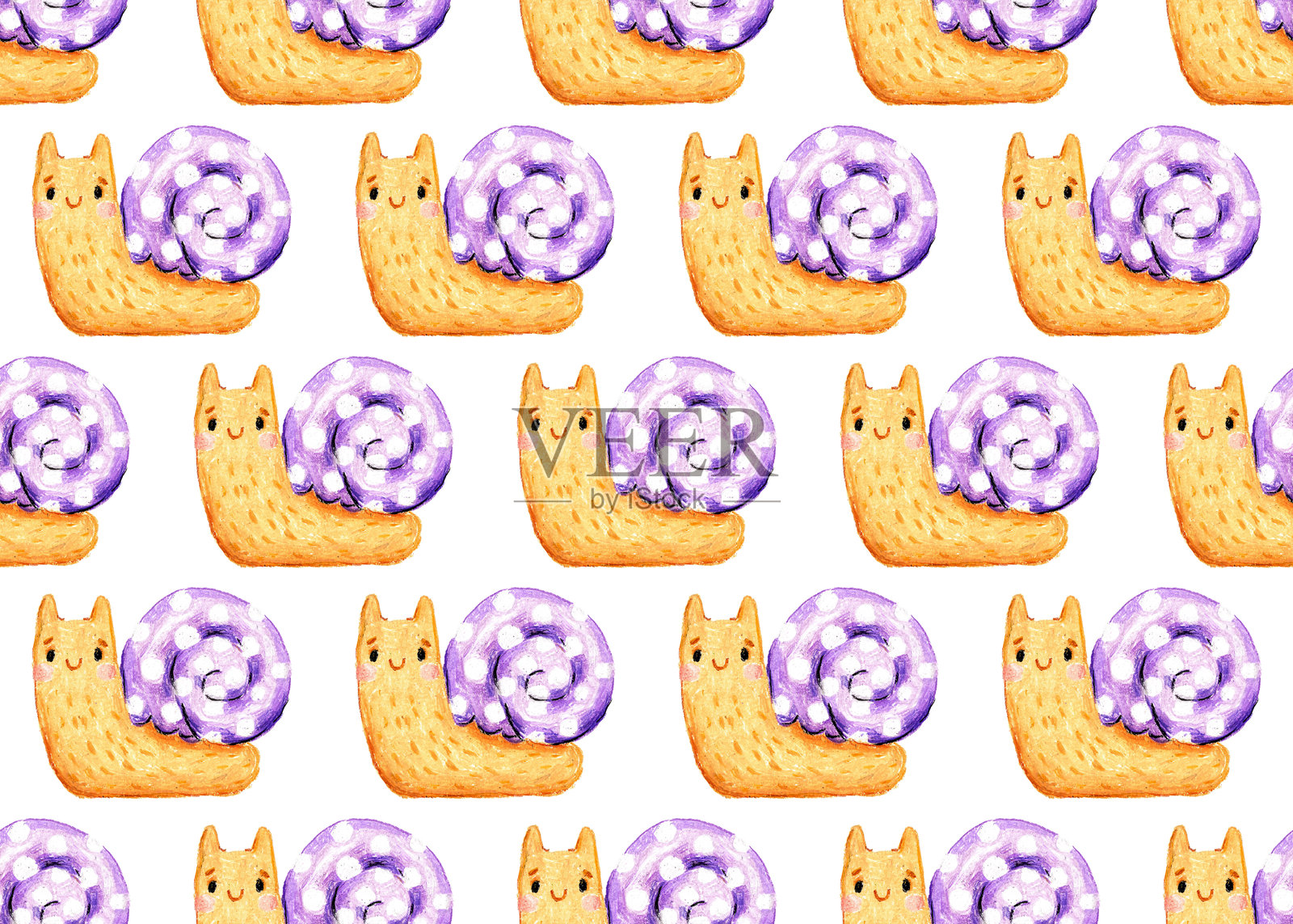 无缝的粉彩蜗牛图案插画图片素材