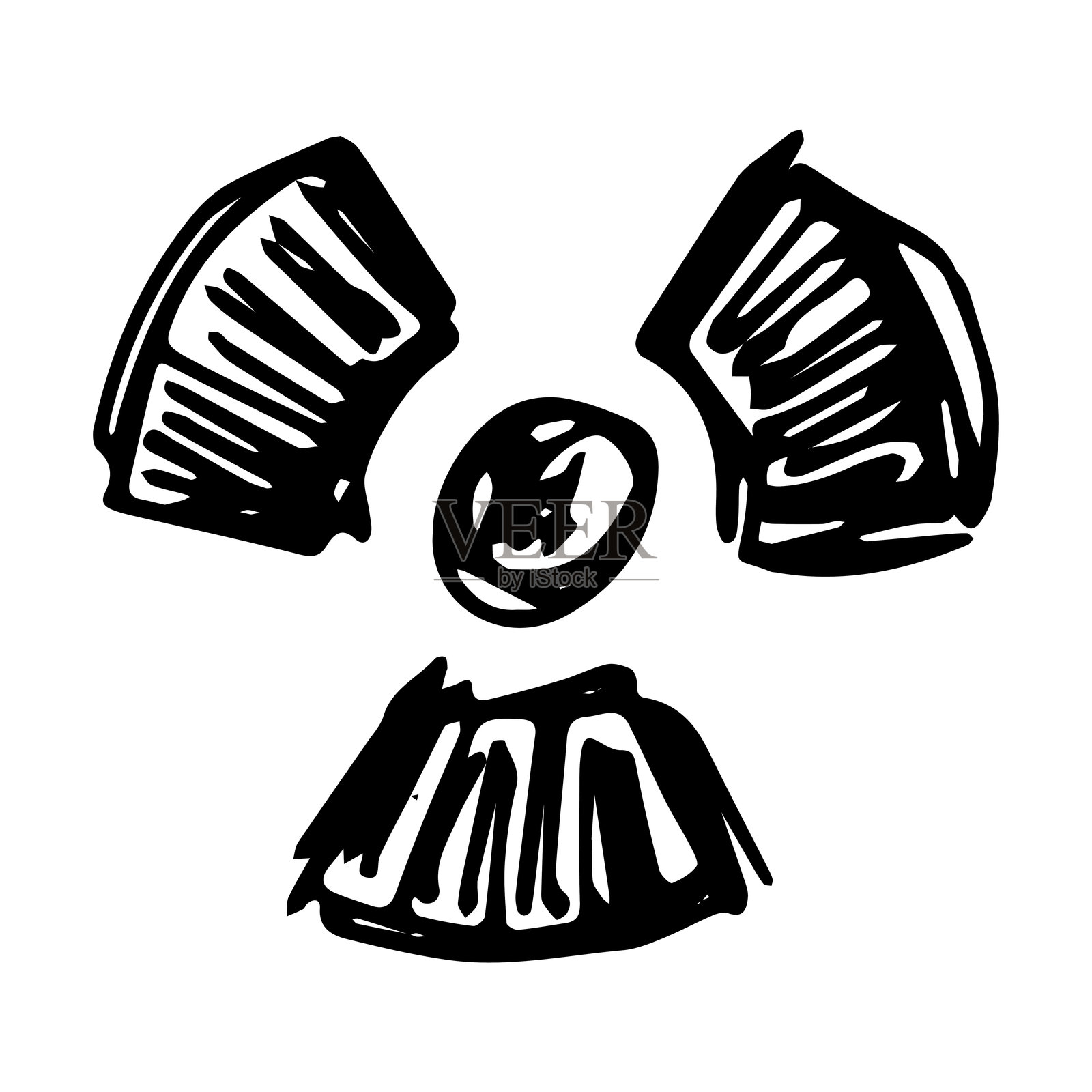 手绘辐射标志 核辐射危险标志 放射性危险警告插画图片素材