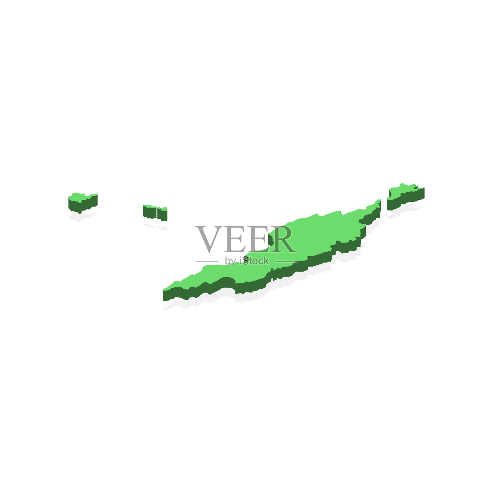 白色背景上的安圭拉3D地图矢量素材设计模板。插画图片素材