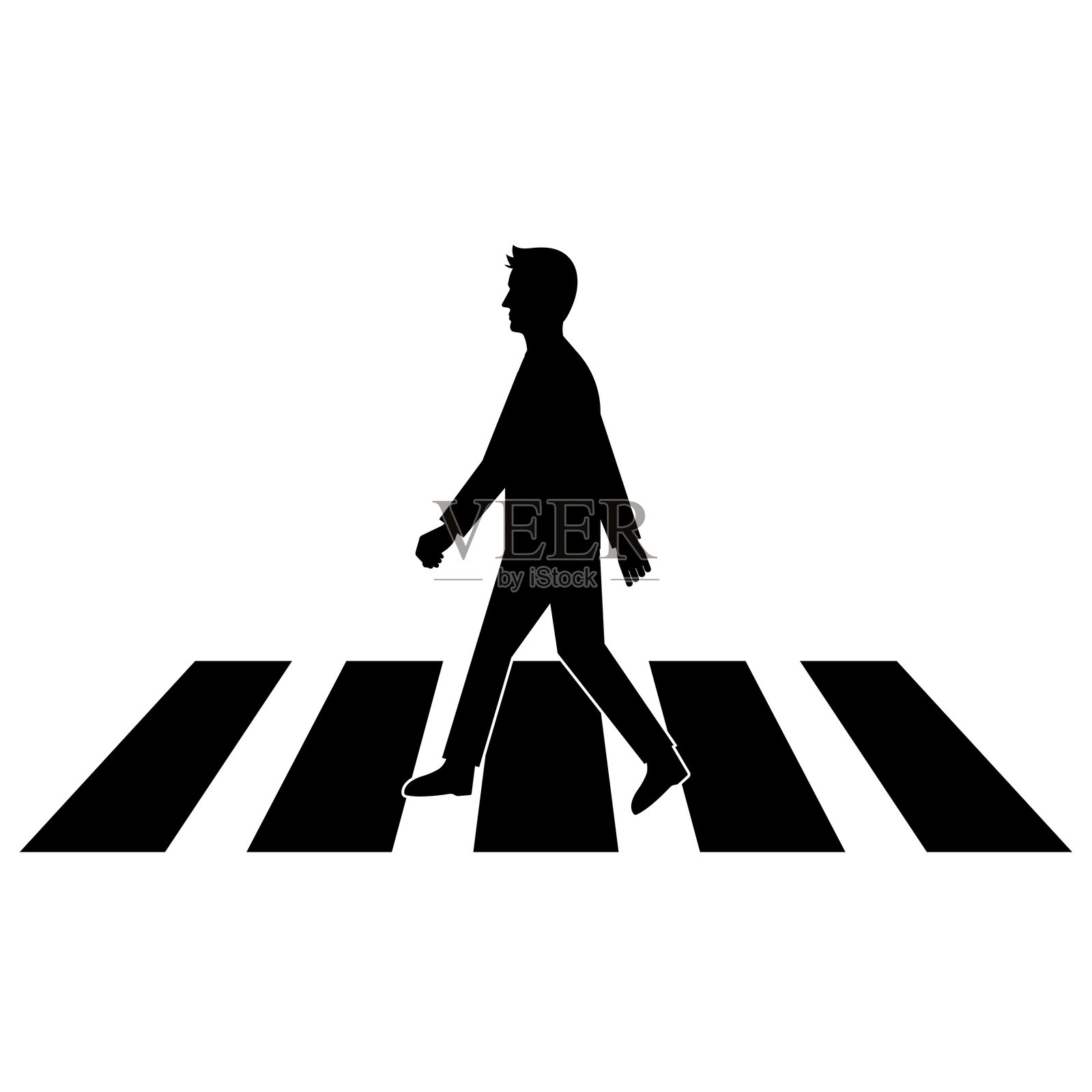 行人过马路图标符号。人行横道。行人过马路。斑马线。插画图片素材