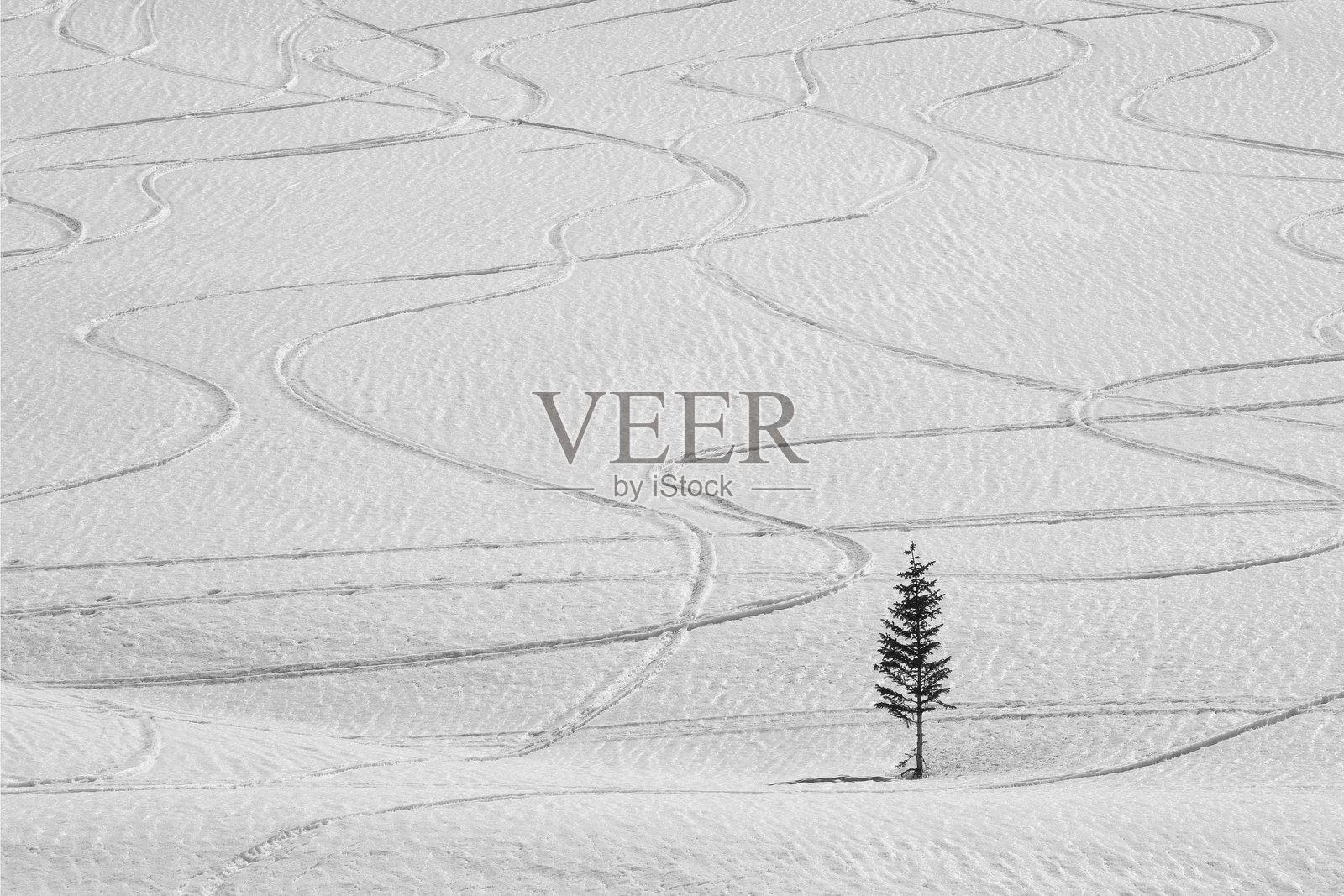 冬季滑雪轨迹照片摄影图片