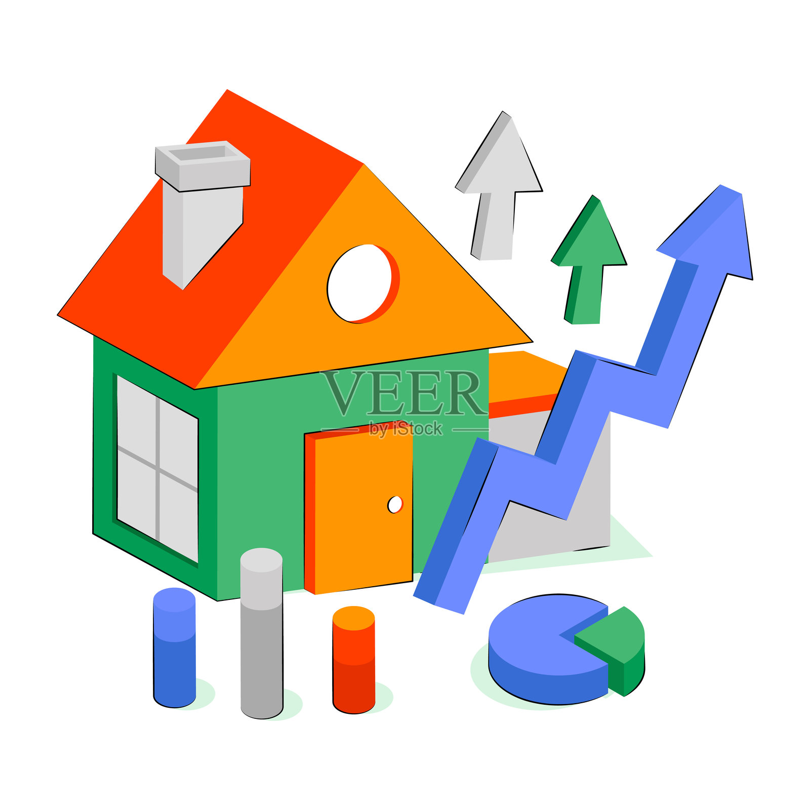 房产分析插画设计插画图片素材