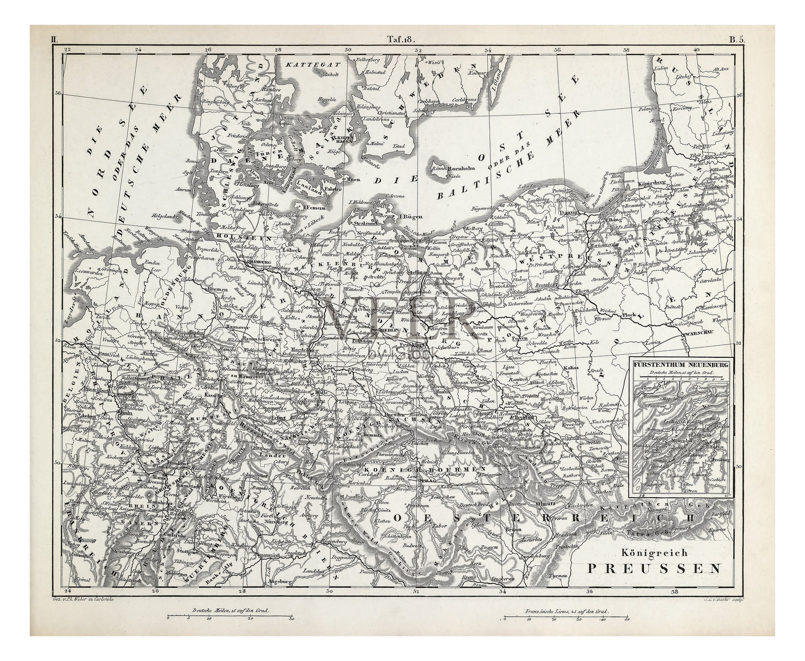 普鲁士雕版古董插画，1851年出版插画图片素材