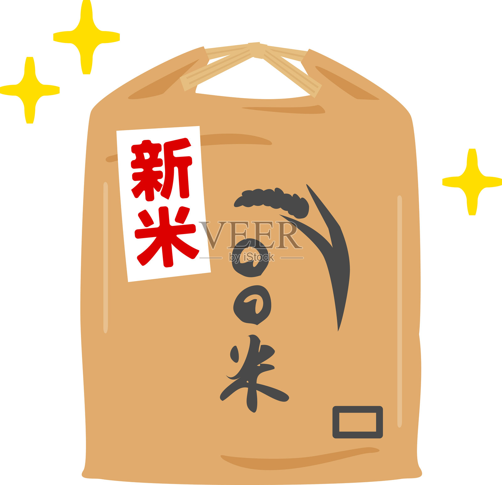 新米在米袋中插画图片素材