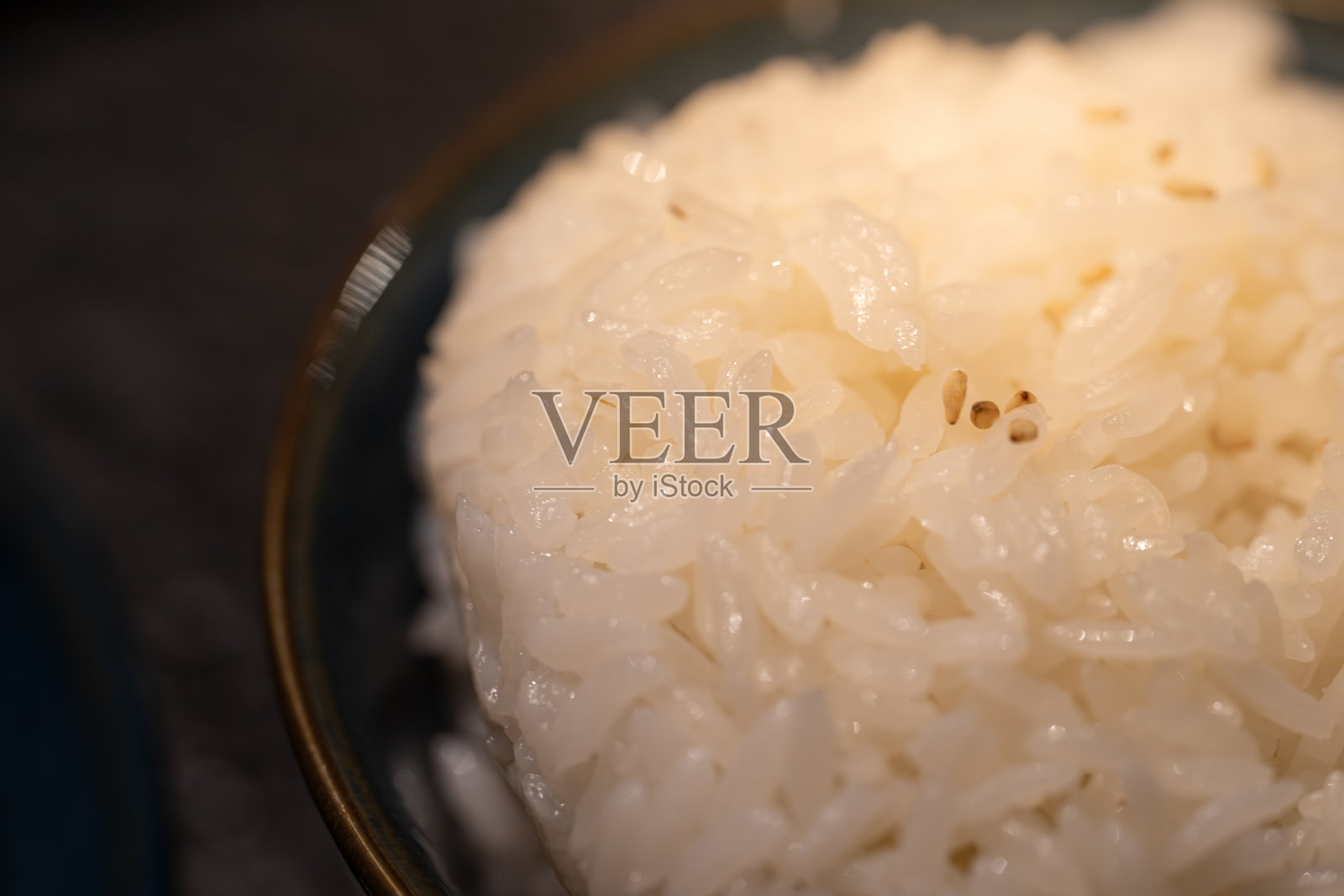 一碗蒸白米的特写照片摄影图片