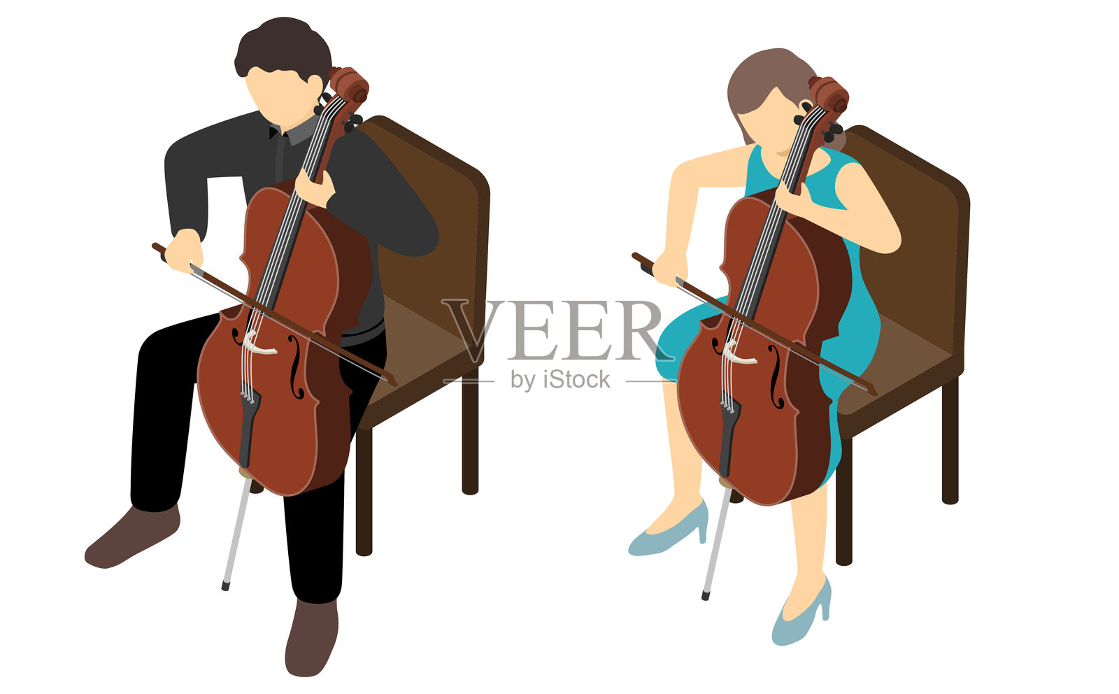 大提琴家插画图片素材
