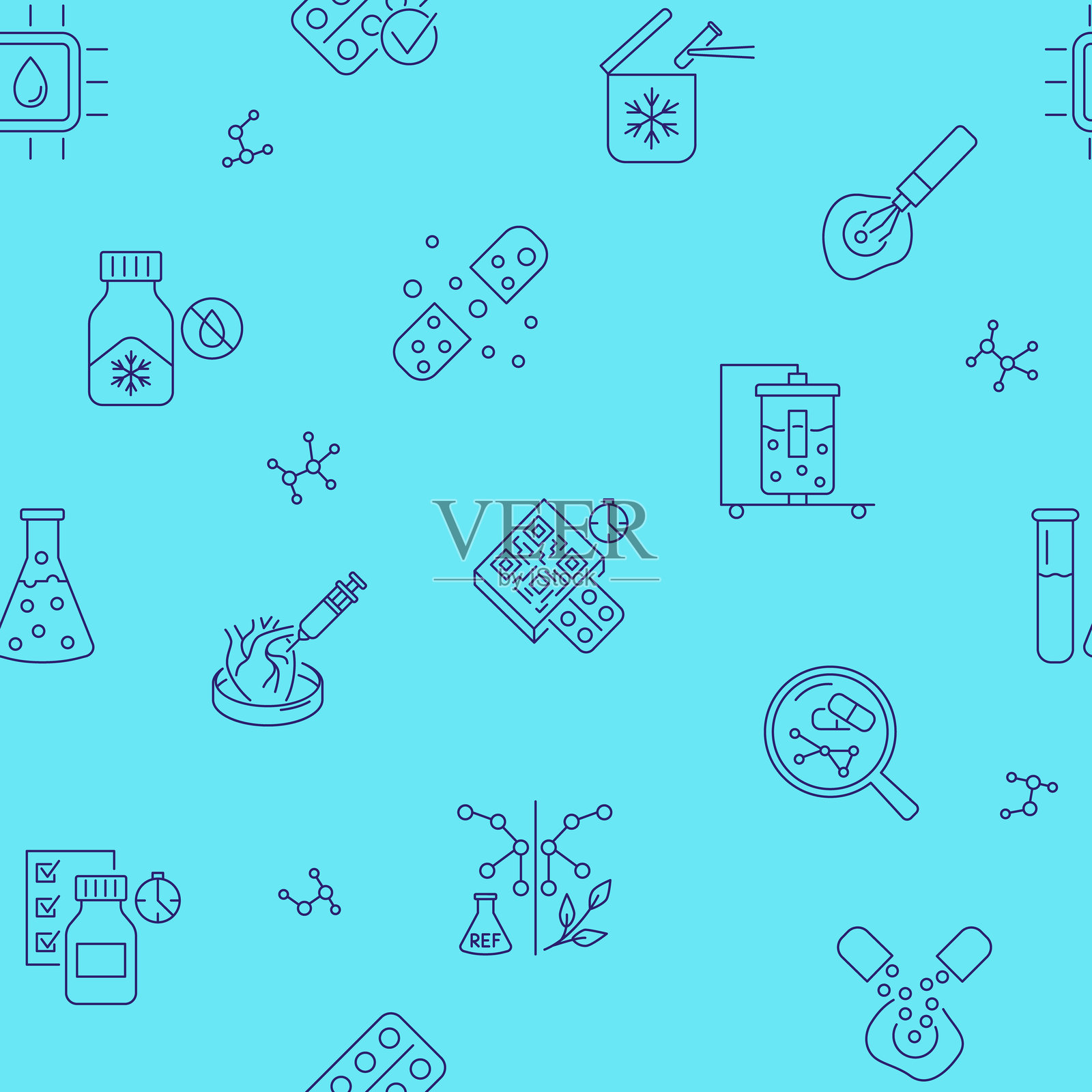 医药与药理学无缝图案插画图片素材