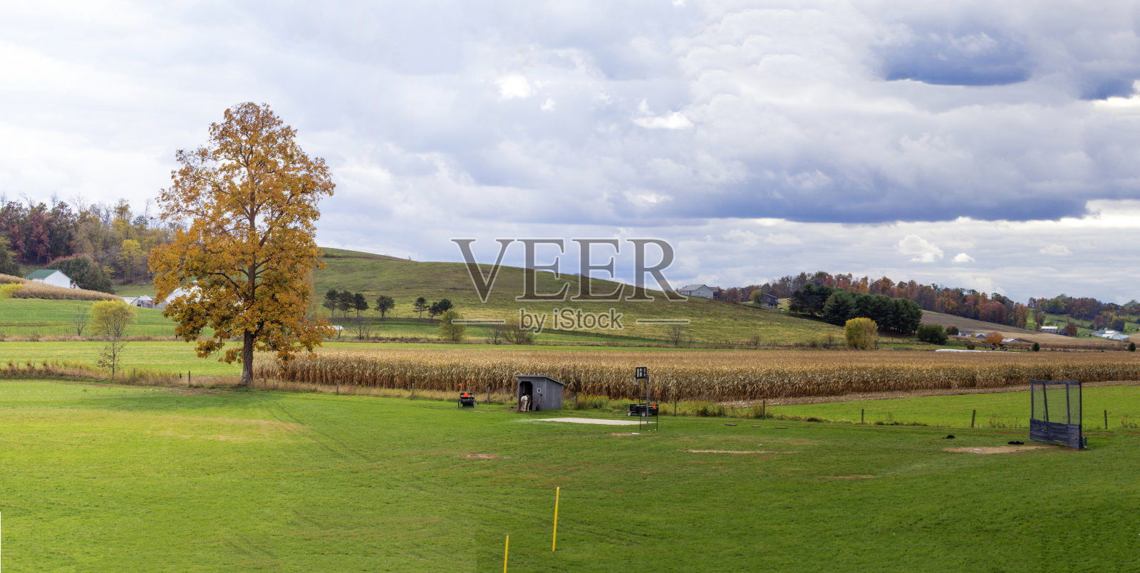 俄亥俄州霍姆斯县秋季连绵起伏的农用山丘照片摄影图片