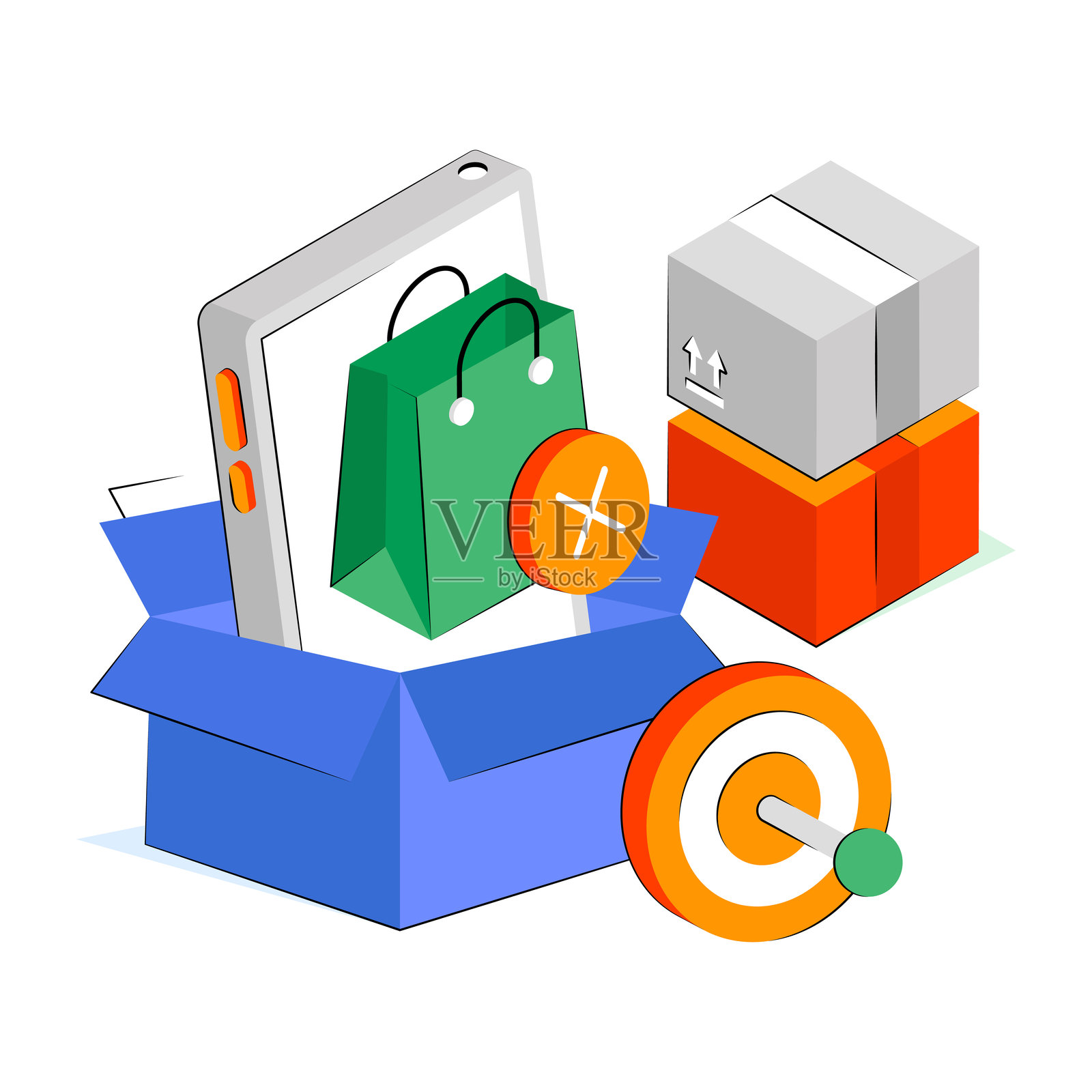 现代设计插画，表现“无购物”的概念插画图片素材