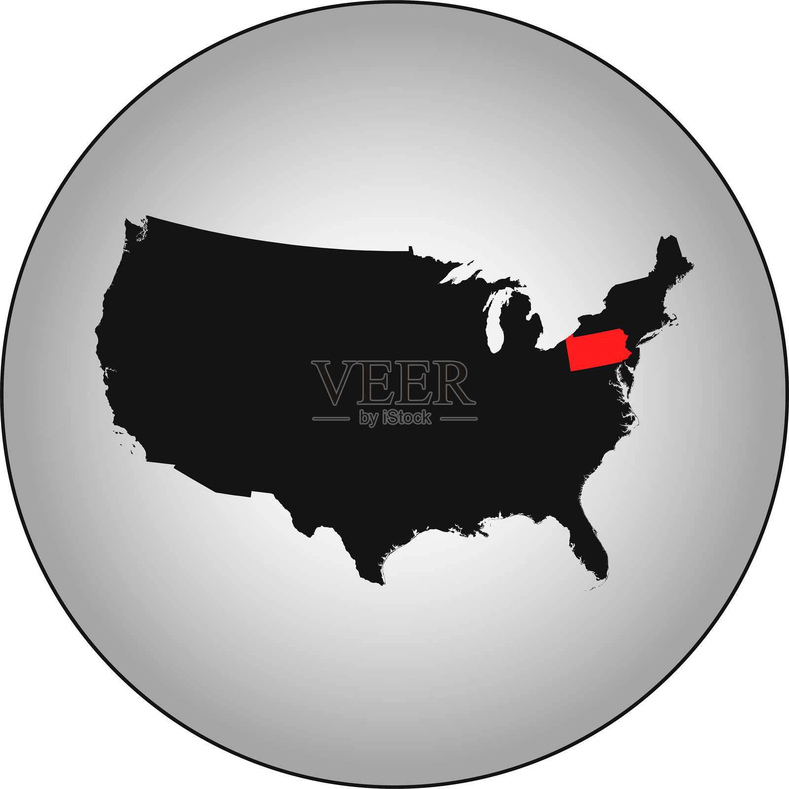 宾夕法尼亚州地图插画图片素材