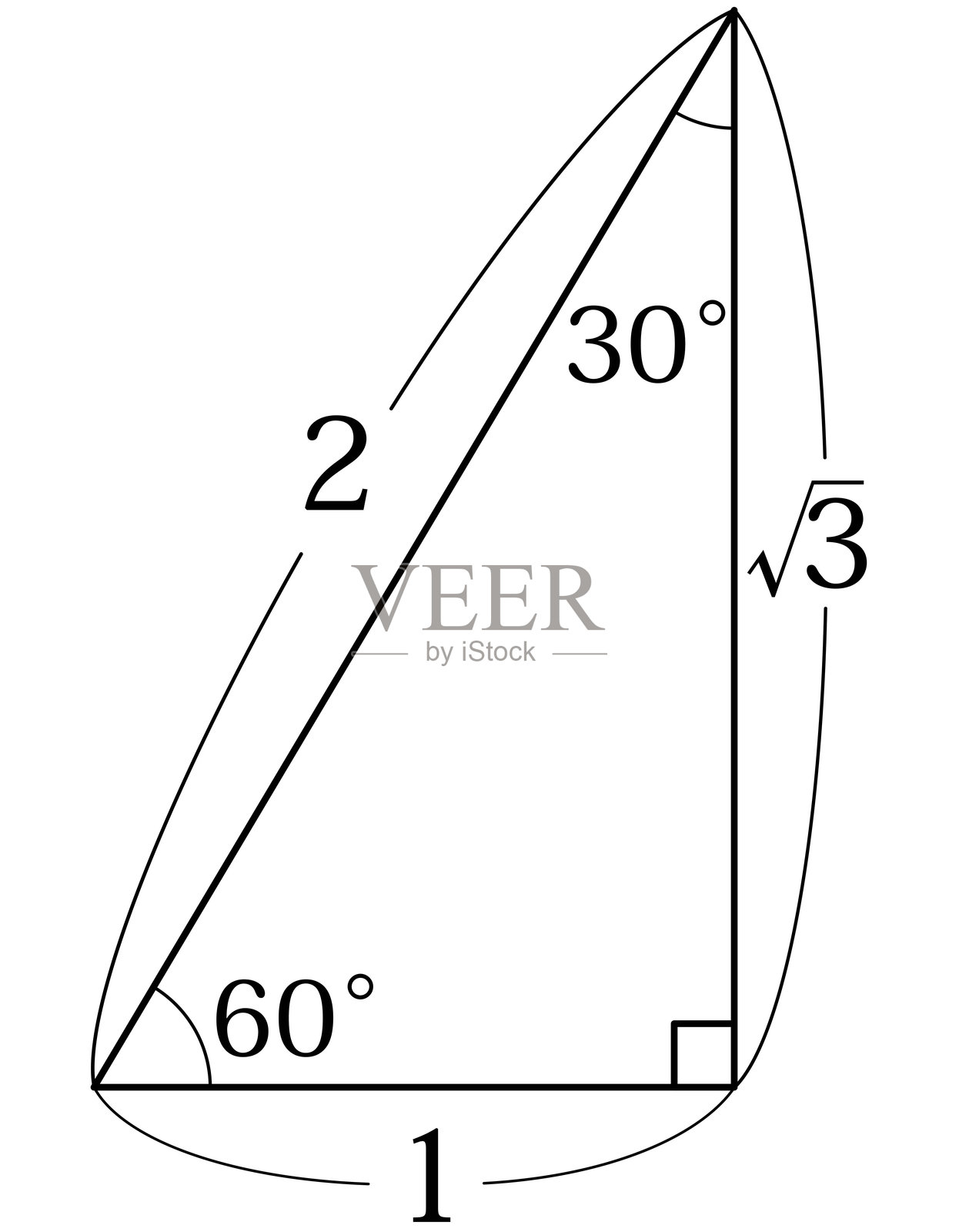 30°–60°–90°直角三角形，附边长比和角度/插画素材（矢量插画）插画图片素材