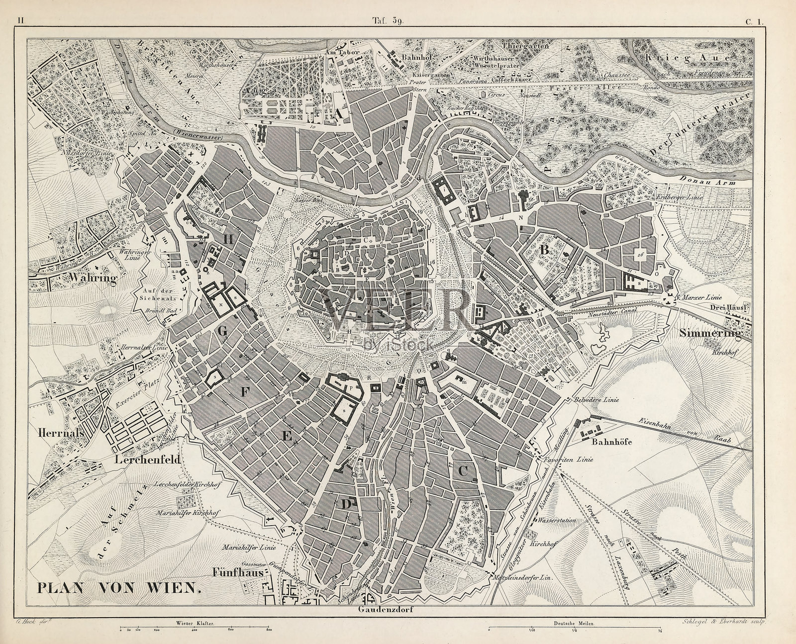 维也纳版画古董插图，出版于1851年插画图片素材