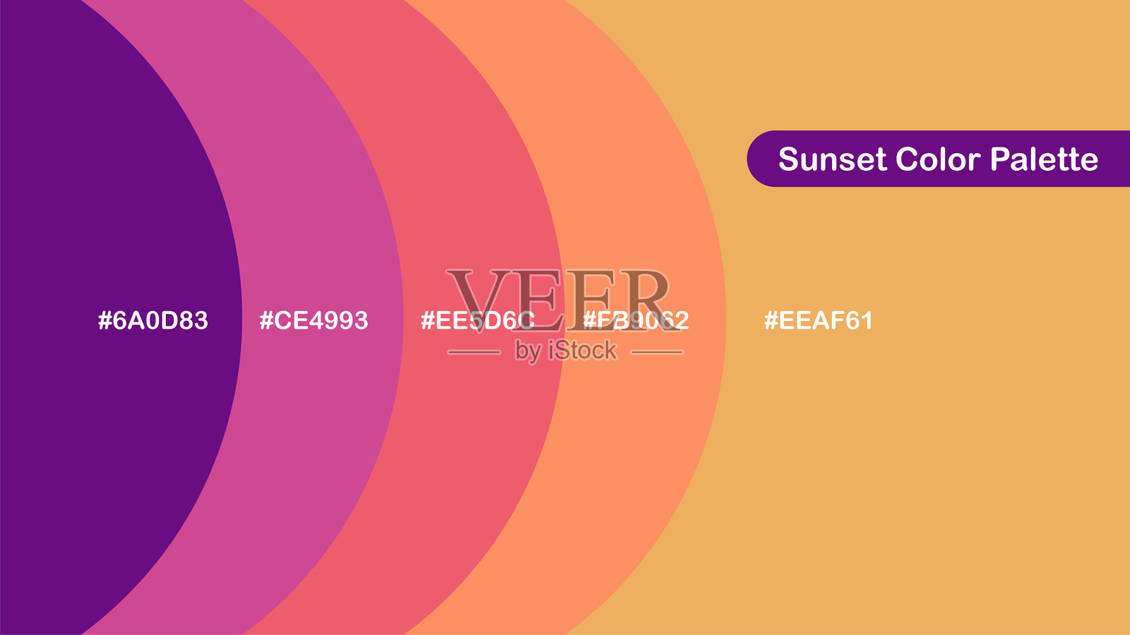 夕阳色调，以紫色、珊瑚色、橙色和金色等暖色调为主，非常适合品牌设计、时尚、包装、季节性主题和梦幻视觉设计。插画图片素材
