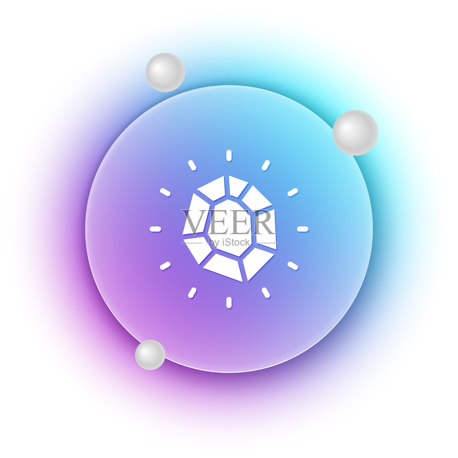 白色魔法石图标，孤立在白色背景上。奇幻水晶。游戏珠宝宝石。蓝紫色渐变圆背景。矢量图示例证件插画图片素材