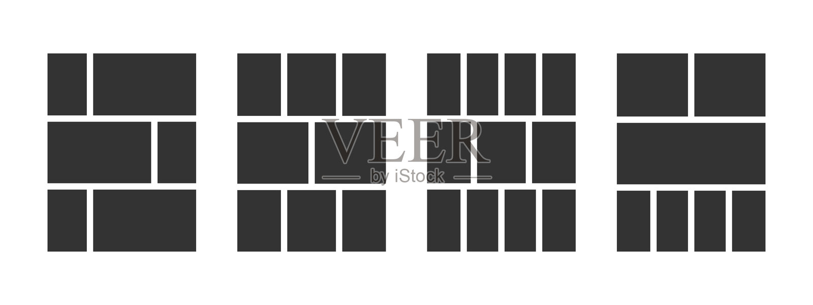 一套漫画页面模板。动漫漫画分格，孤立在白色背景上。漫画故事板网格。照片拼贴、杂志、海报或情绪板布局。矢量插画插画图片素材