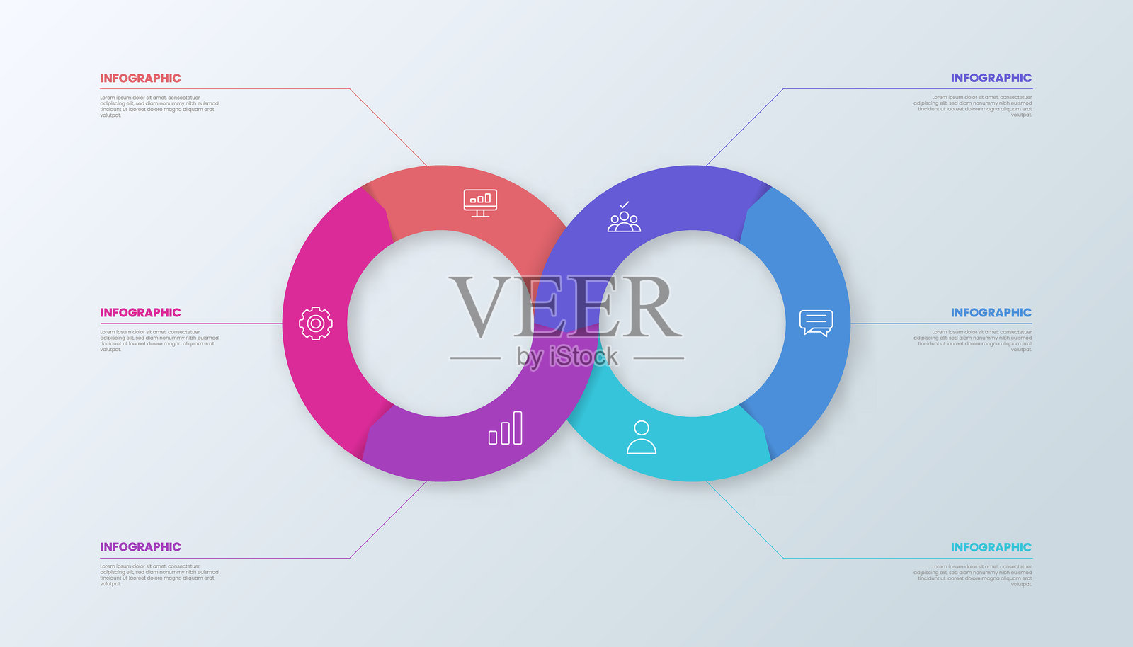 信息图表展示了带有商业图标的循环工作流程插画图片素材