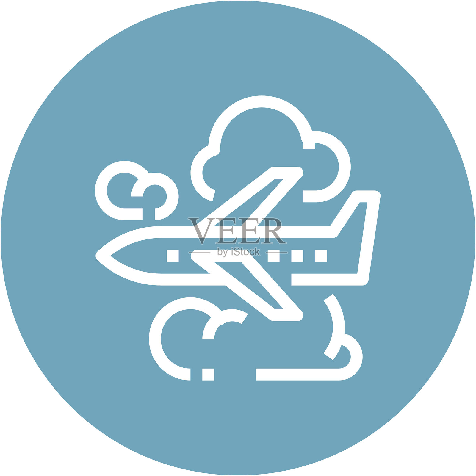 现代飞机飞行扁平化矢量插画图标设计概念。移动和网页图形图标。扁平化符号，Logo创意概念。简洁干净的扁平化象形图插画图片素材