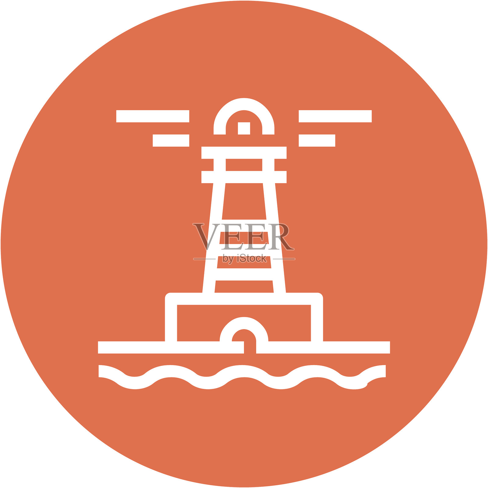 现代灯塔扁平化线条矢量插画图标设计理念。移动和网页图形图标。扁平化符号，Logo创意理念。简洁干净的扁平化象形图插画图片素材