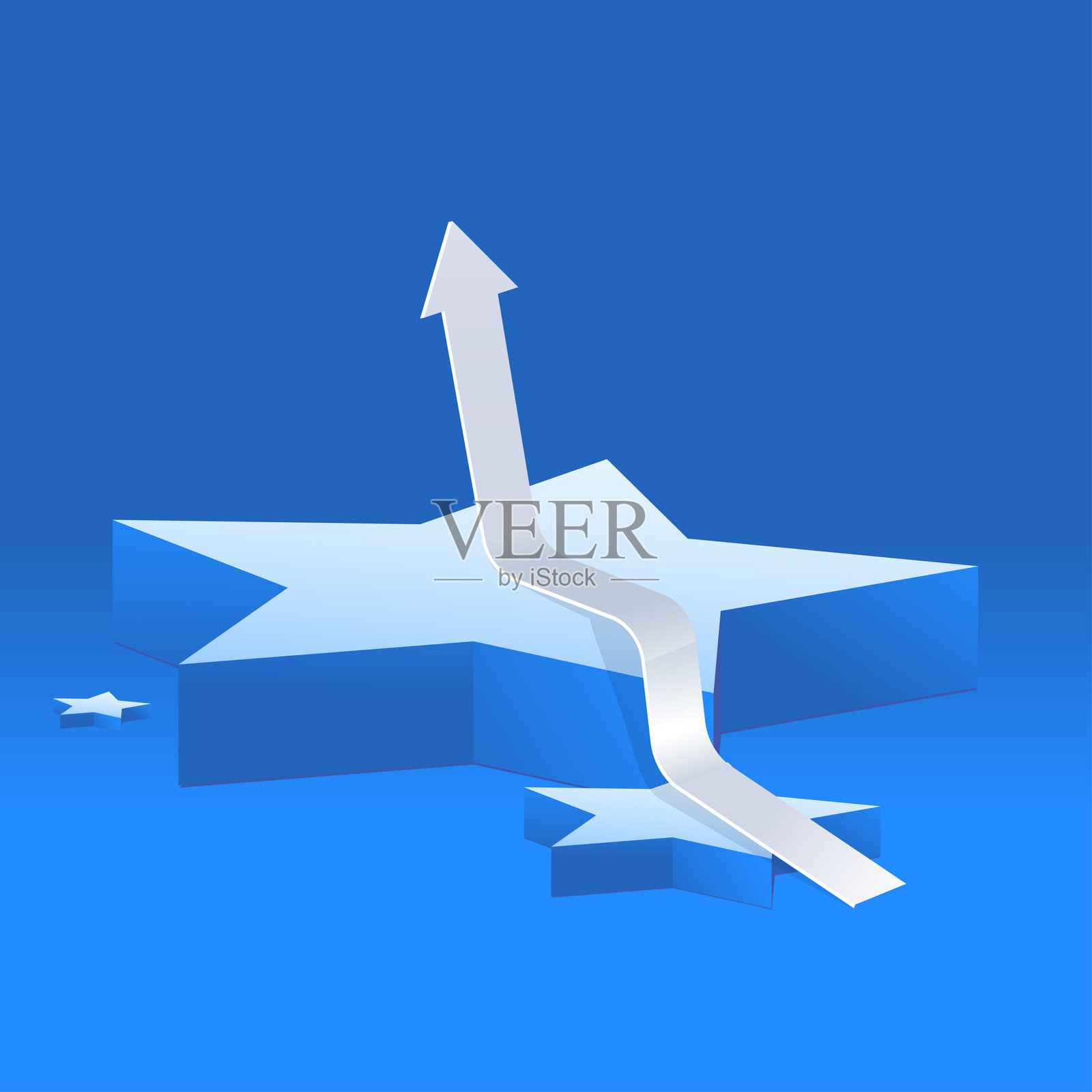 3D星平台上的增长箭头——成功概念插画插画图片素材