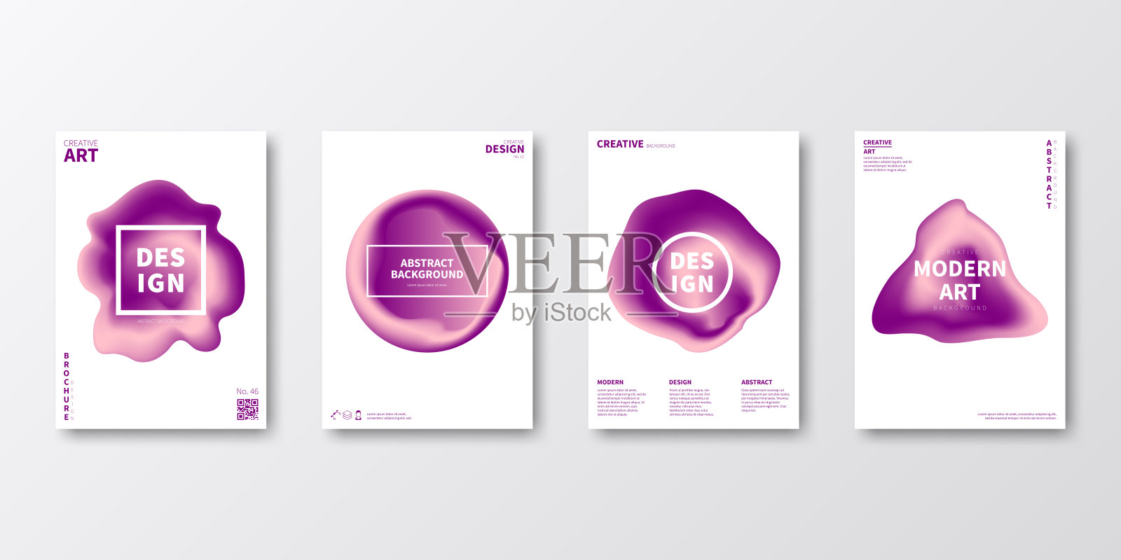 宣传册模板布局，紫色封面设计，公司年报，传单，杂志插画图片素材