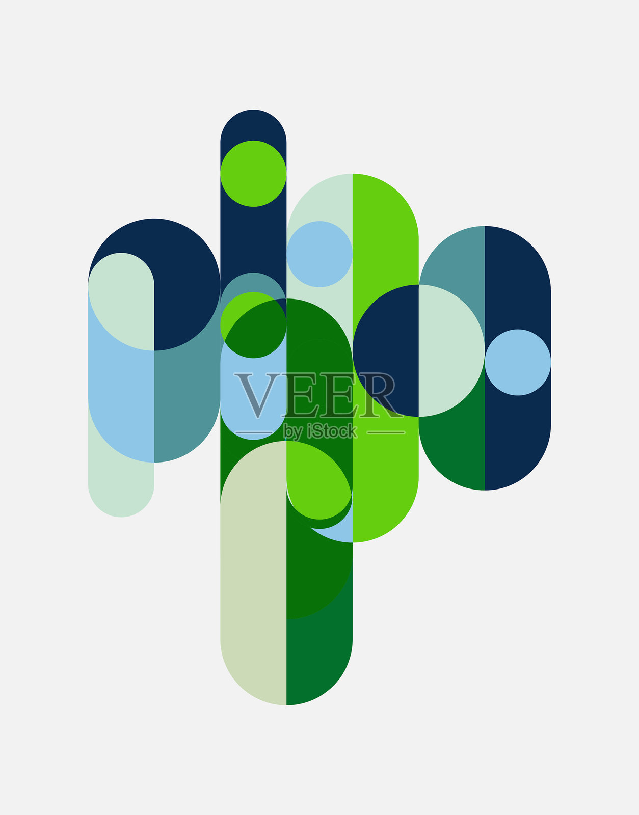 绿色圆形带气泡马赛克图案装饰材料图案，绿色能源环境概念插画图片素材