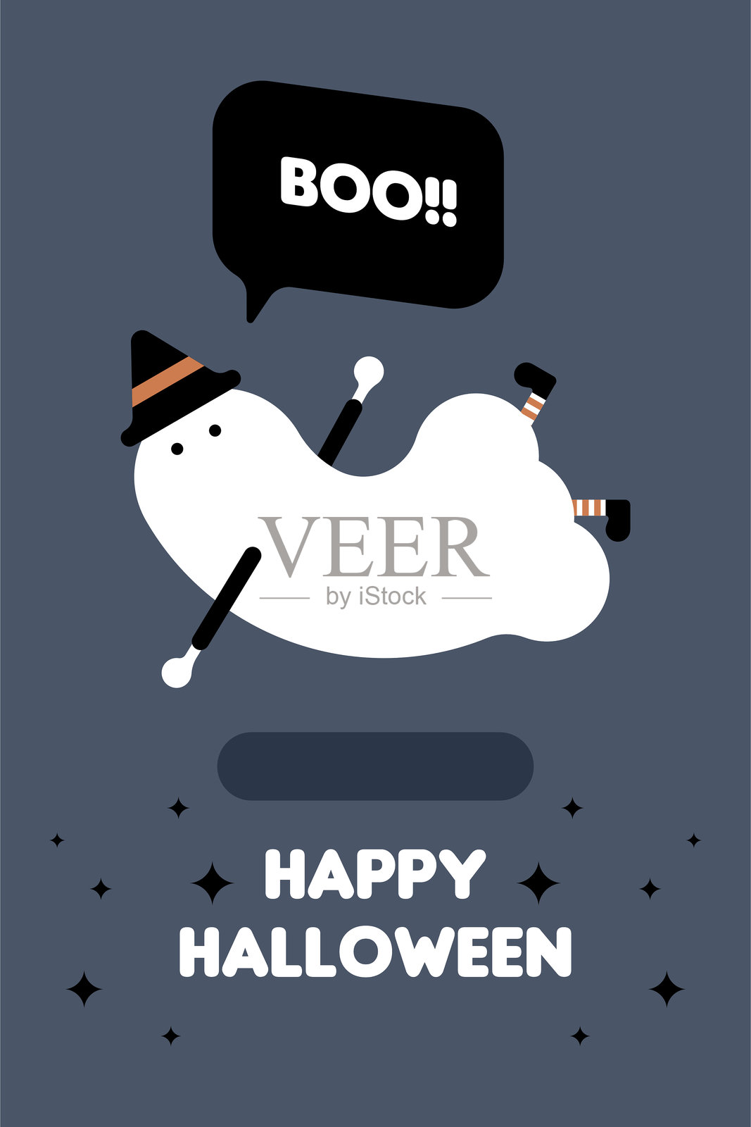 万圣节快乐，可爱的白色幽灵角色的简约插画插画图片素材