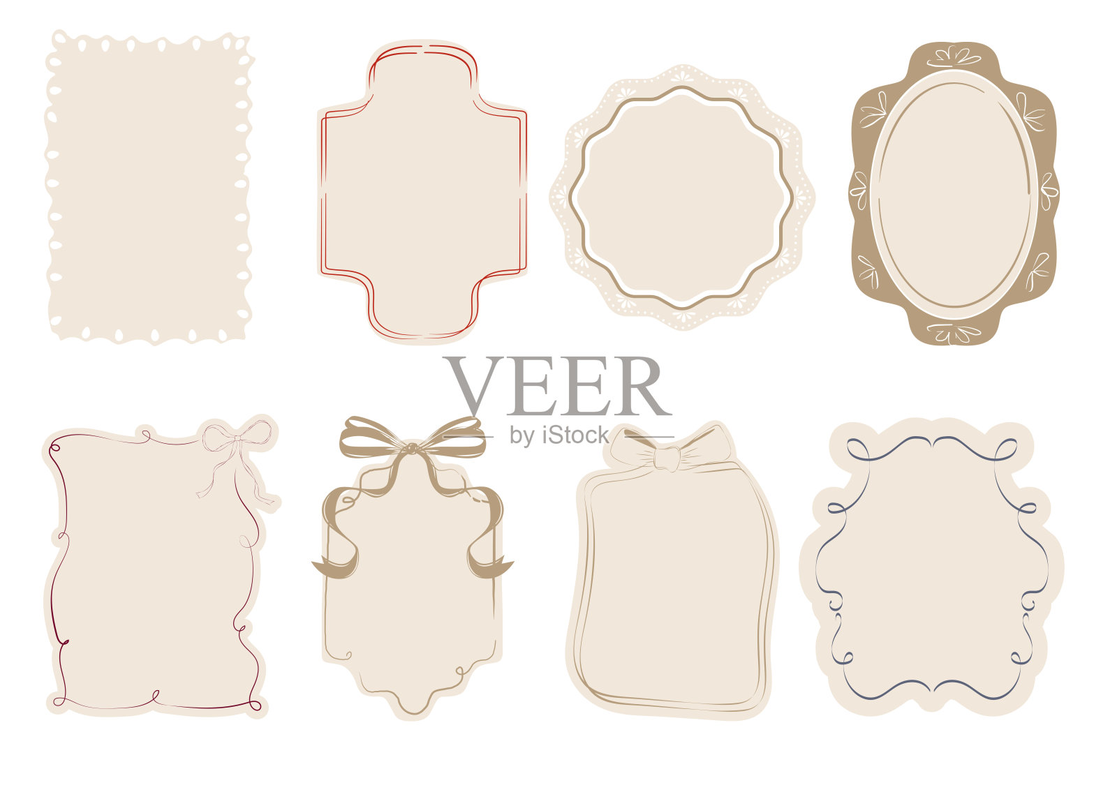 温馨相框合集，标签模板。插画图片素材