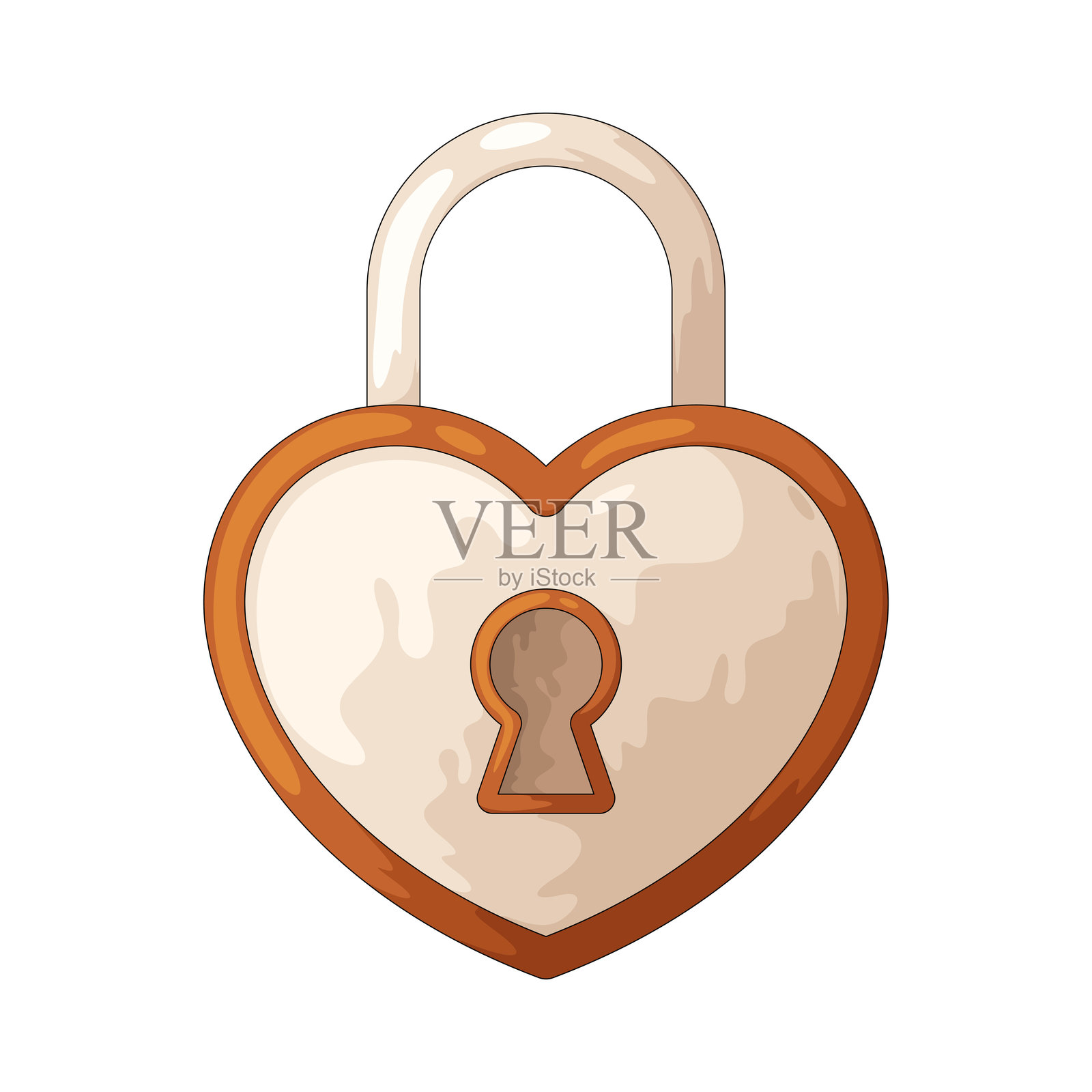 心形锁插画图片素材