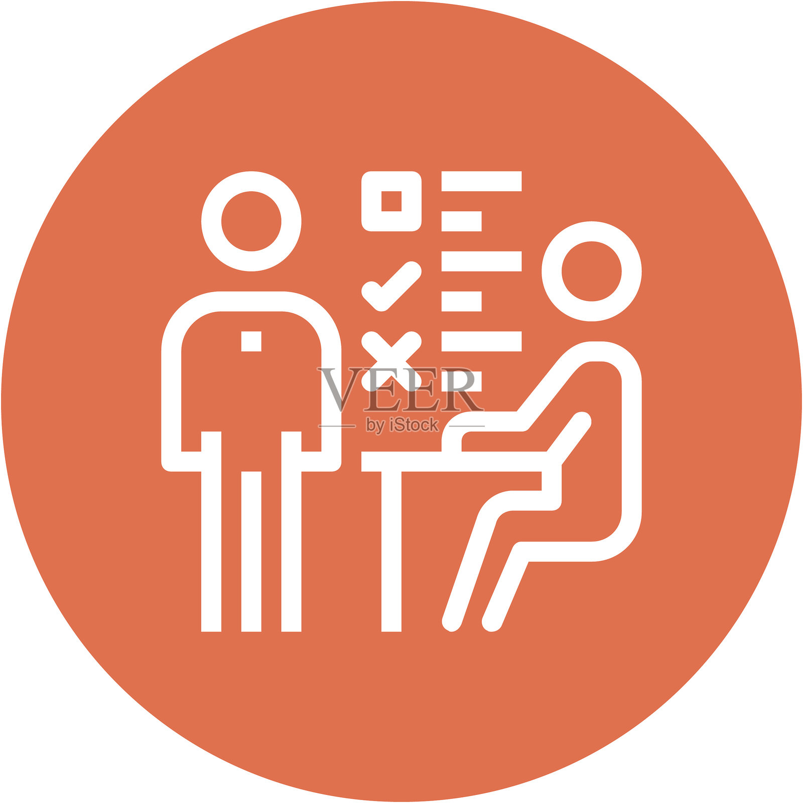 现代工作面试扁平化线条矢量插图图标设计概念。移动和网页图形图标。扁平化符号，Logo创意概念。简洁干净的扁平化象形图插画图片素材