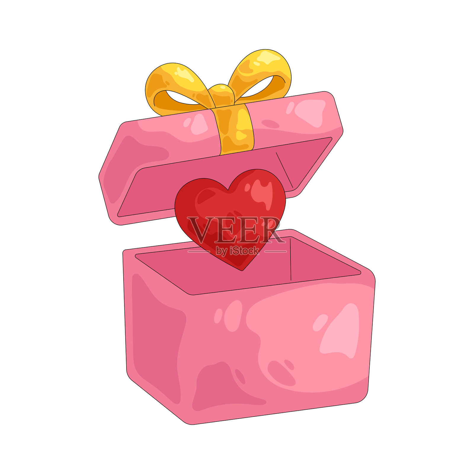 带爱心的礼品盒插画图片素材