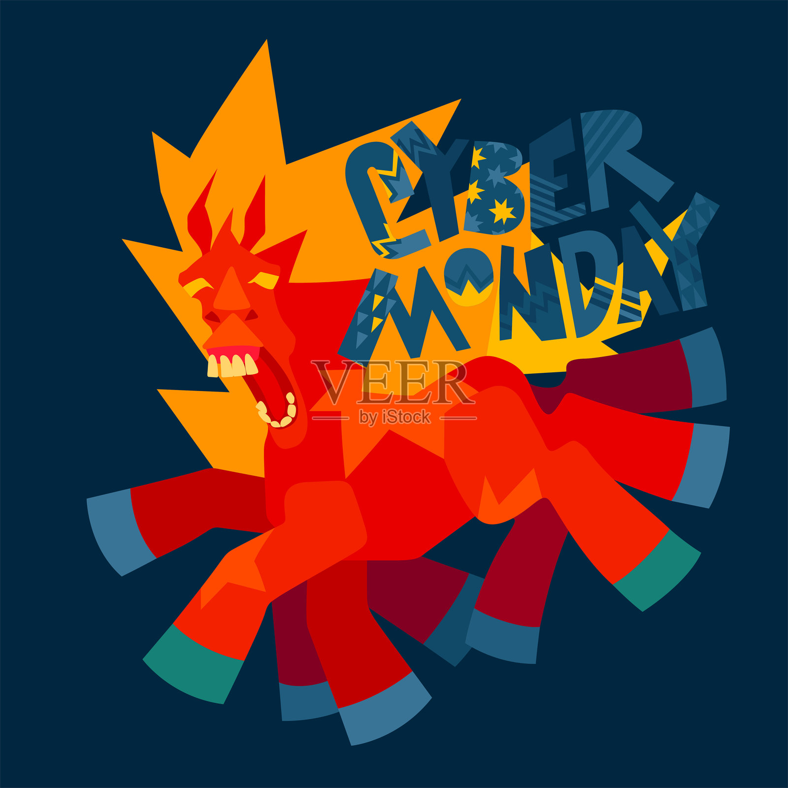 烈焰奔腾的马矢量插画插画图片素材