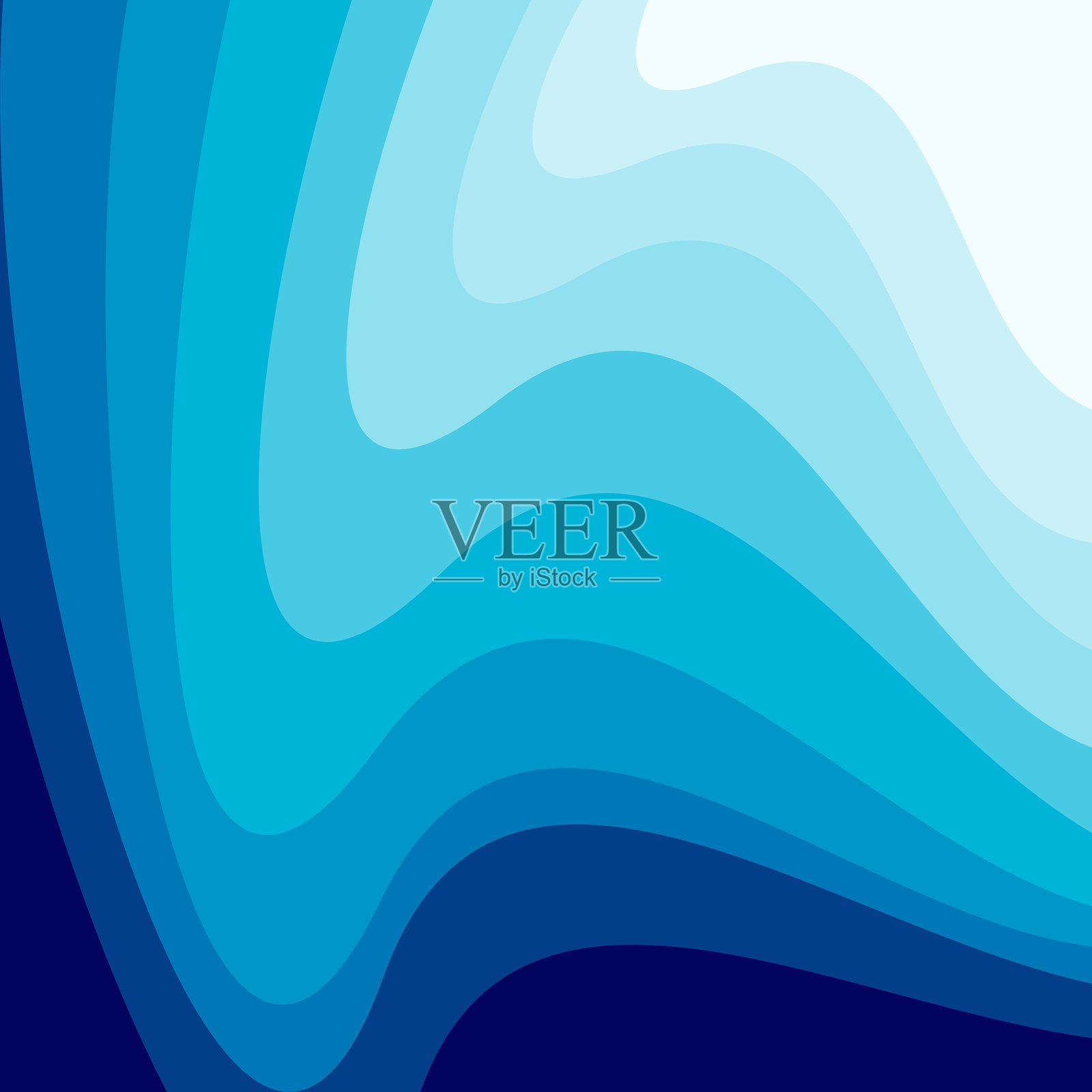 抽象的蓝色调海浪插画图片素材