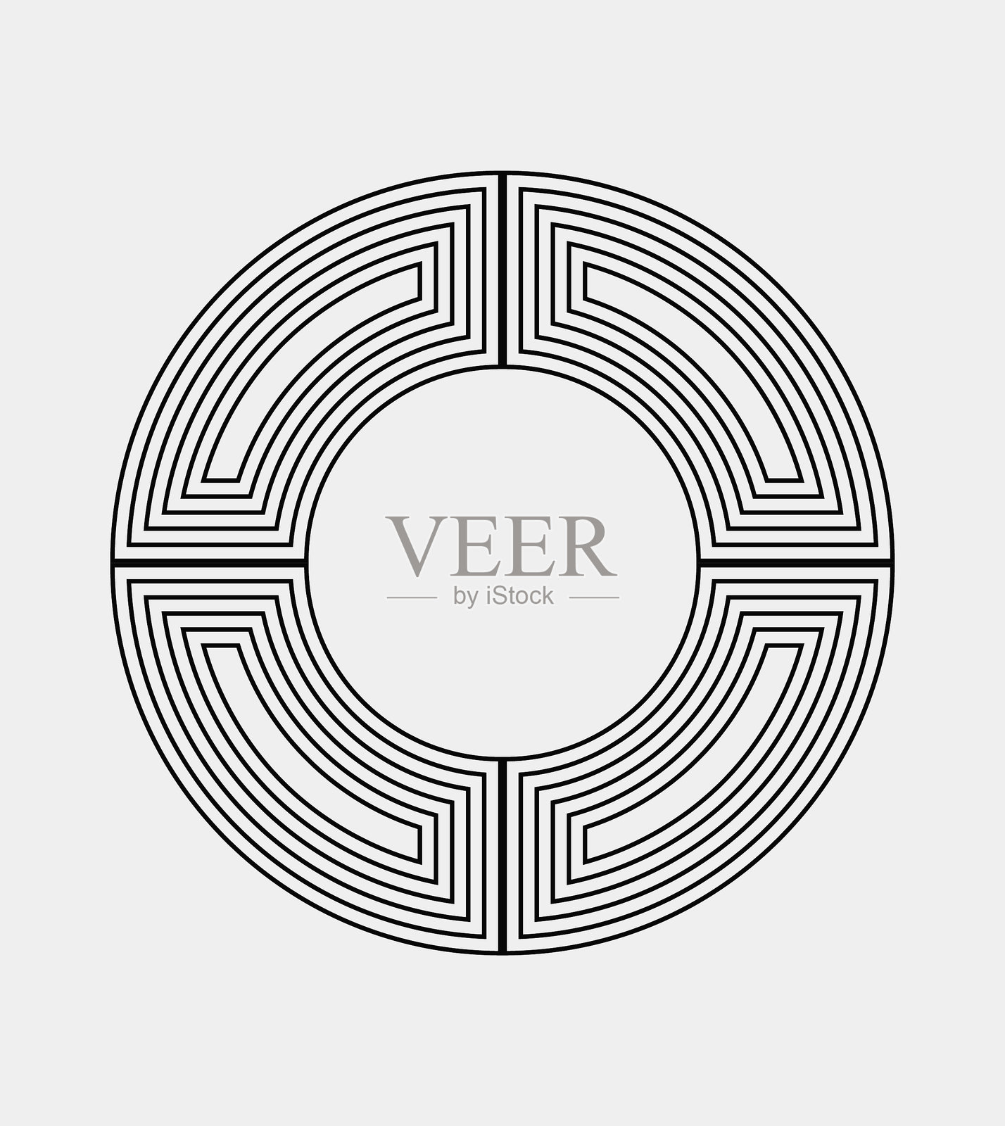 曲线线条 传统中式花纹 小部件，黑白设计素材插画图片素材