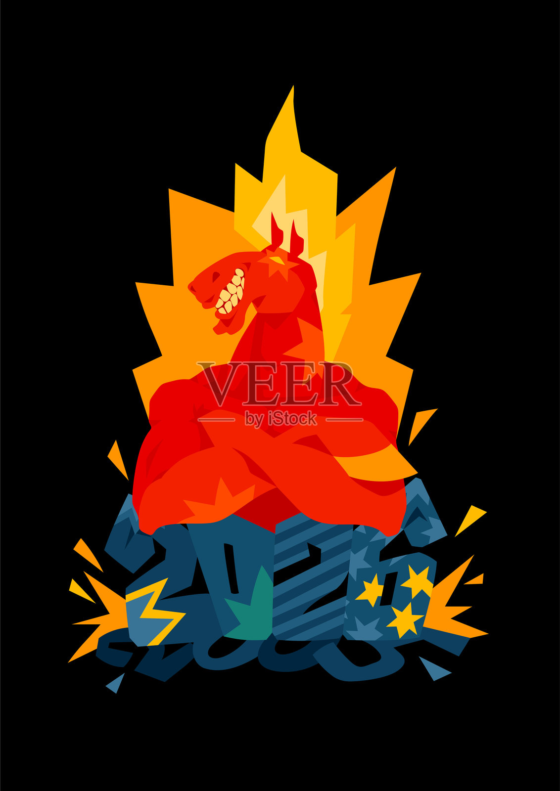 烈焰战马健美运动员矢量图插画图片素材