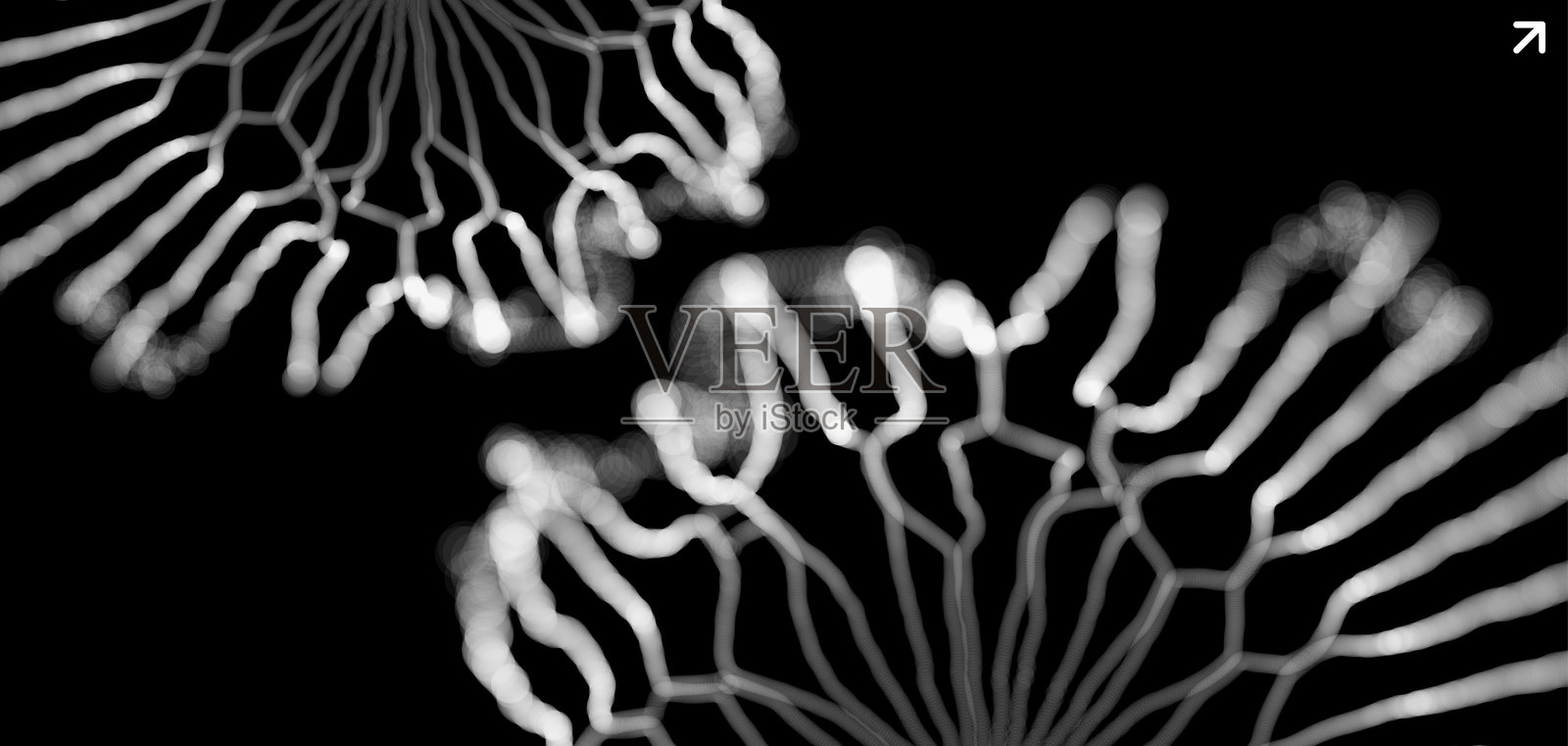 黑色背景上的微观结构。科学插图。发光效果。用于手册、海报、封面、卡片、演示文稿、传单或横幅的插图。插画图片素材