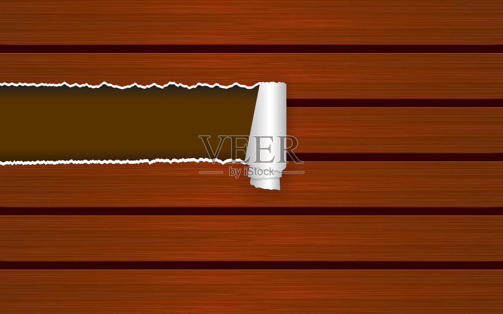 卷曲撕裂的纸张，木质设计插画图片素材