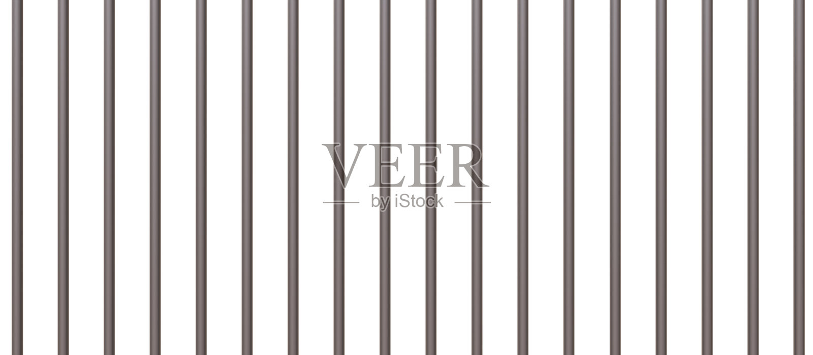 白色透明背景上的监狱栏杆，不锈钢立柱，监狱牢房安全，3D图照片摄影图片