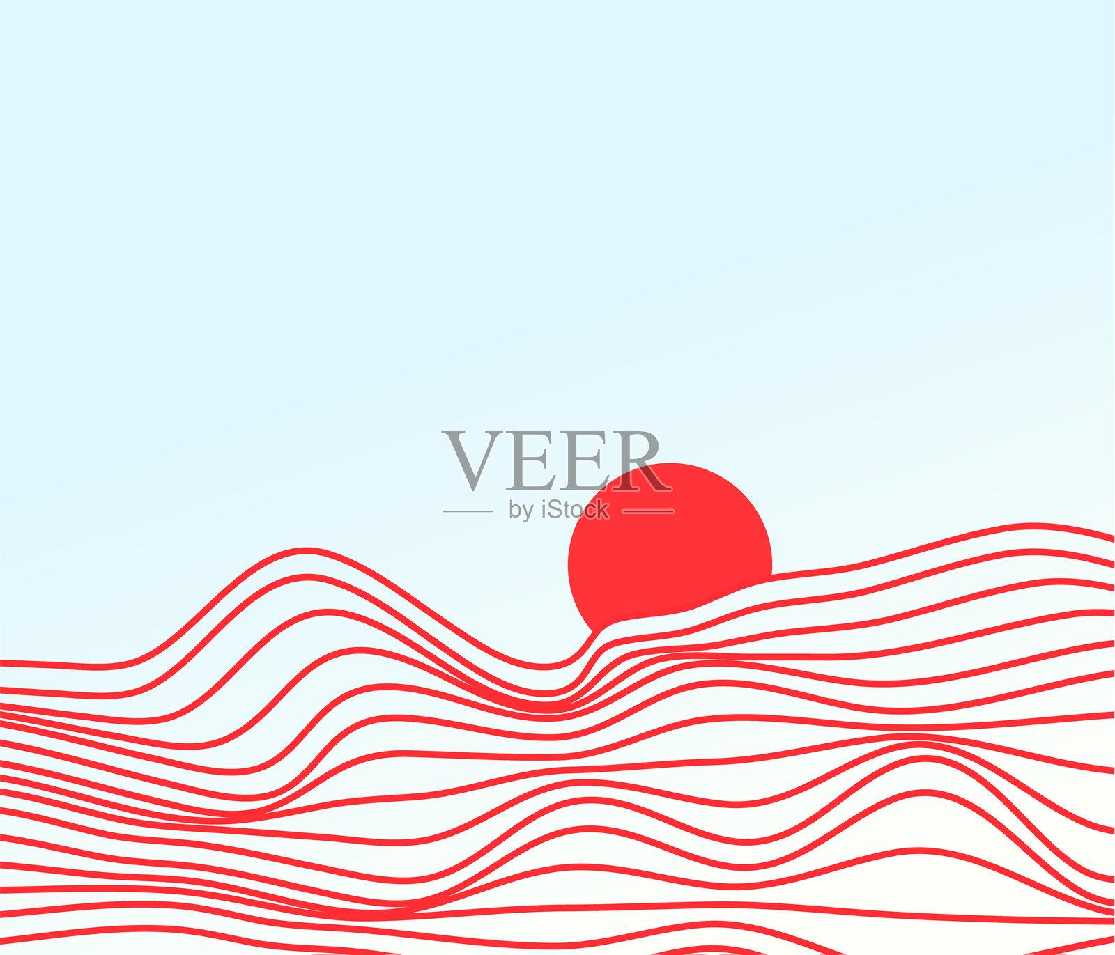 白色线条、沙丘、山脉、日落、日出插画图片素材