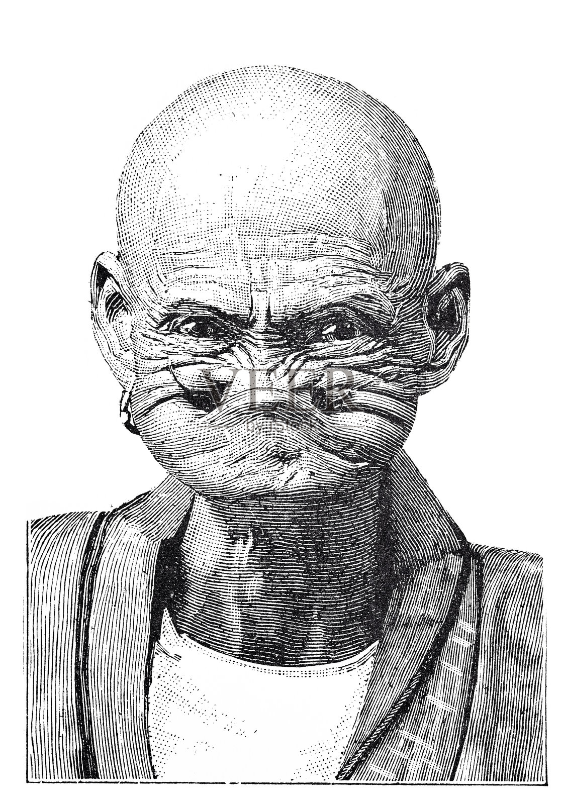 一名表演者扭曲着面部，化身为怪诞的面具——将奇异的才艺转化为一段诡异的舞台诗篇章句插画图片素材